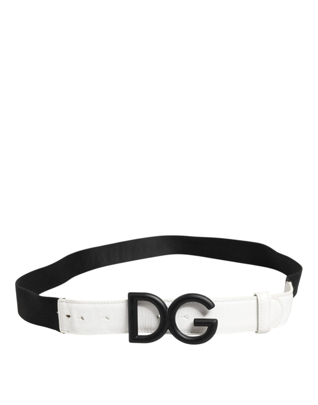 Dolce & Gabbana Black White Metal DG Logo Buckle Belt