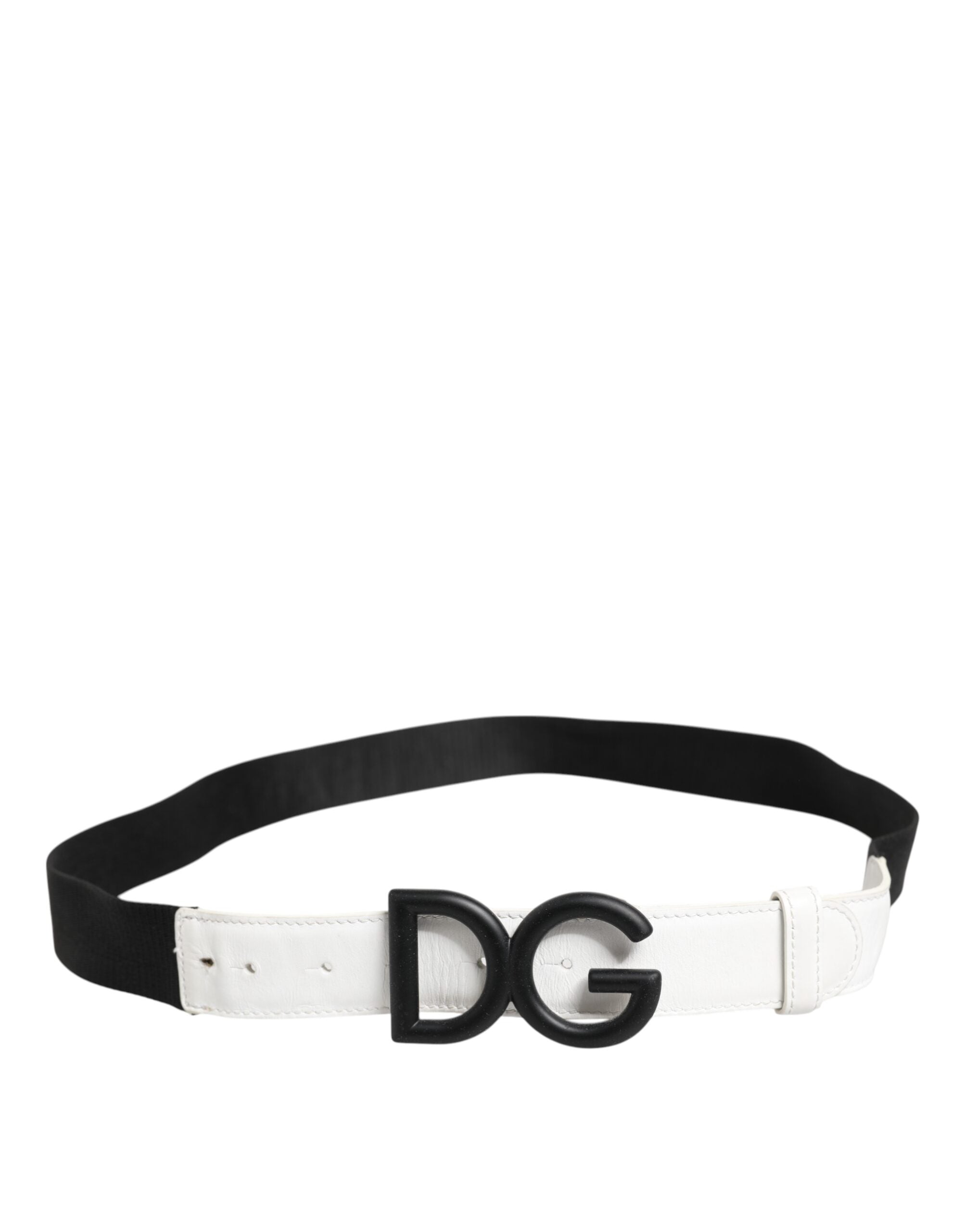 Dolce & Gabbana Black White Metal DG Logo Buckle Belt