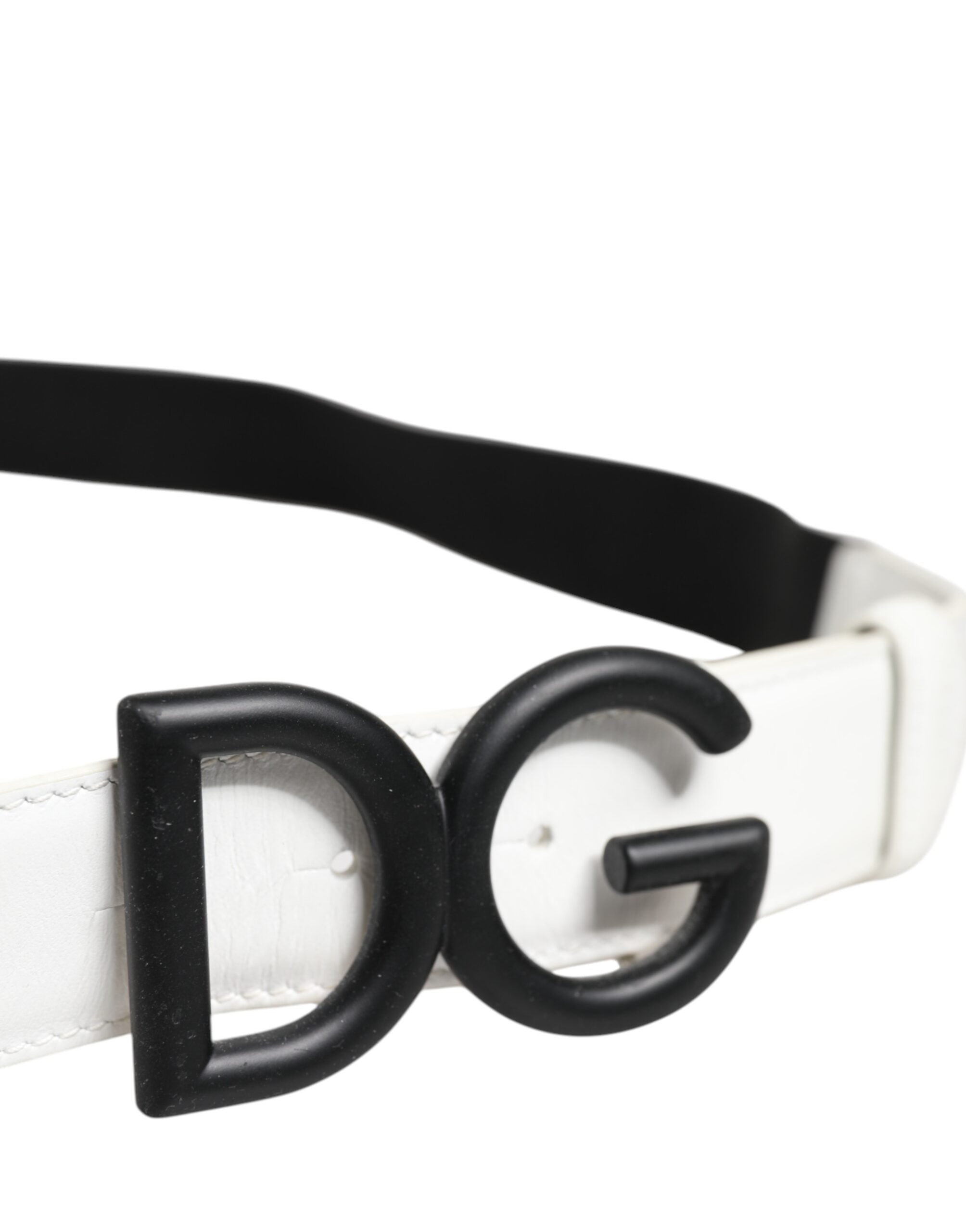 Dolce & Gabbana Black White Metal DG Logo Buckle Belt