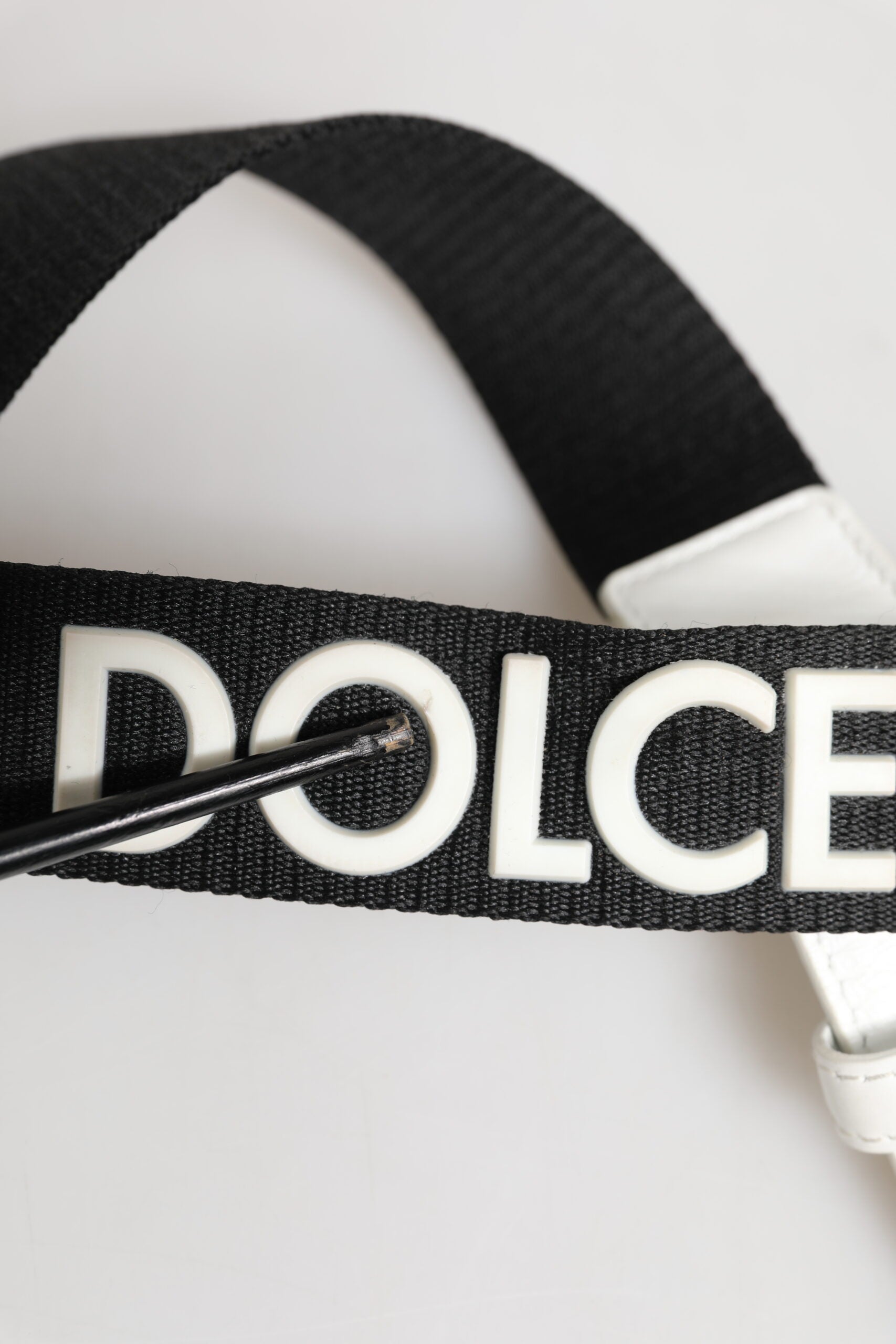 Dolce & Gabbana Black White Metal DG Logo Buckle Belt