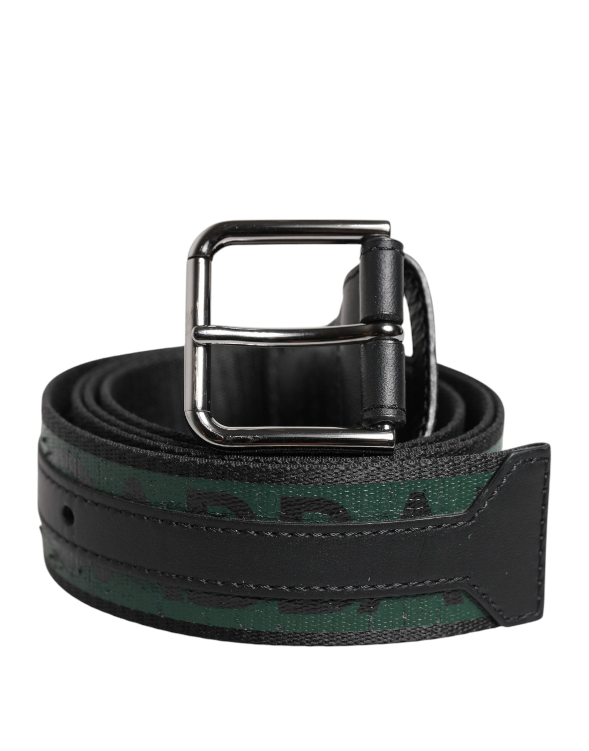 Dolce & Gabbana Green Black Polyester DG Logo Buckle Belt