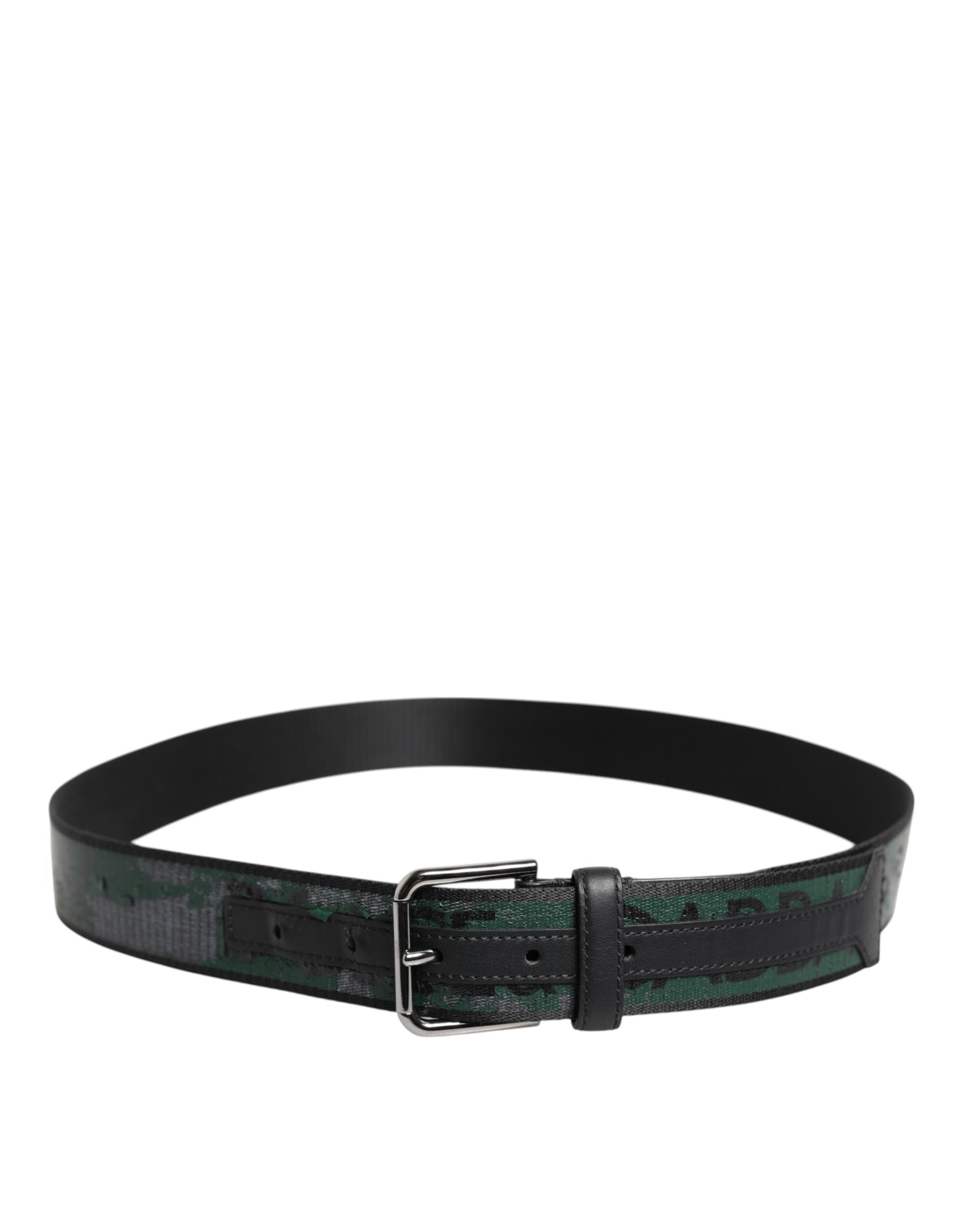 Dolce & Gabbana Green Black Polyester DG Logo Buckle Belt