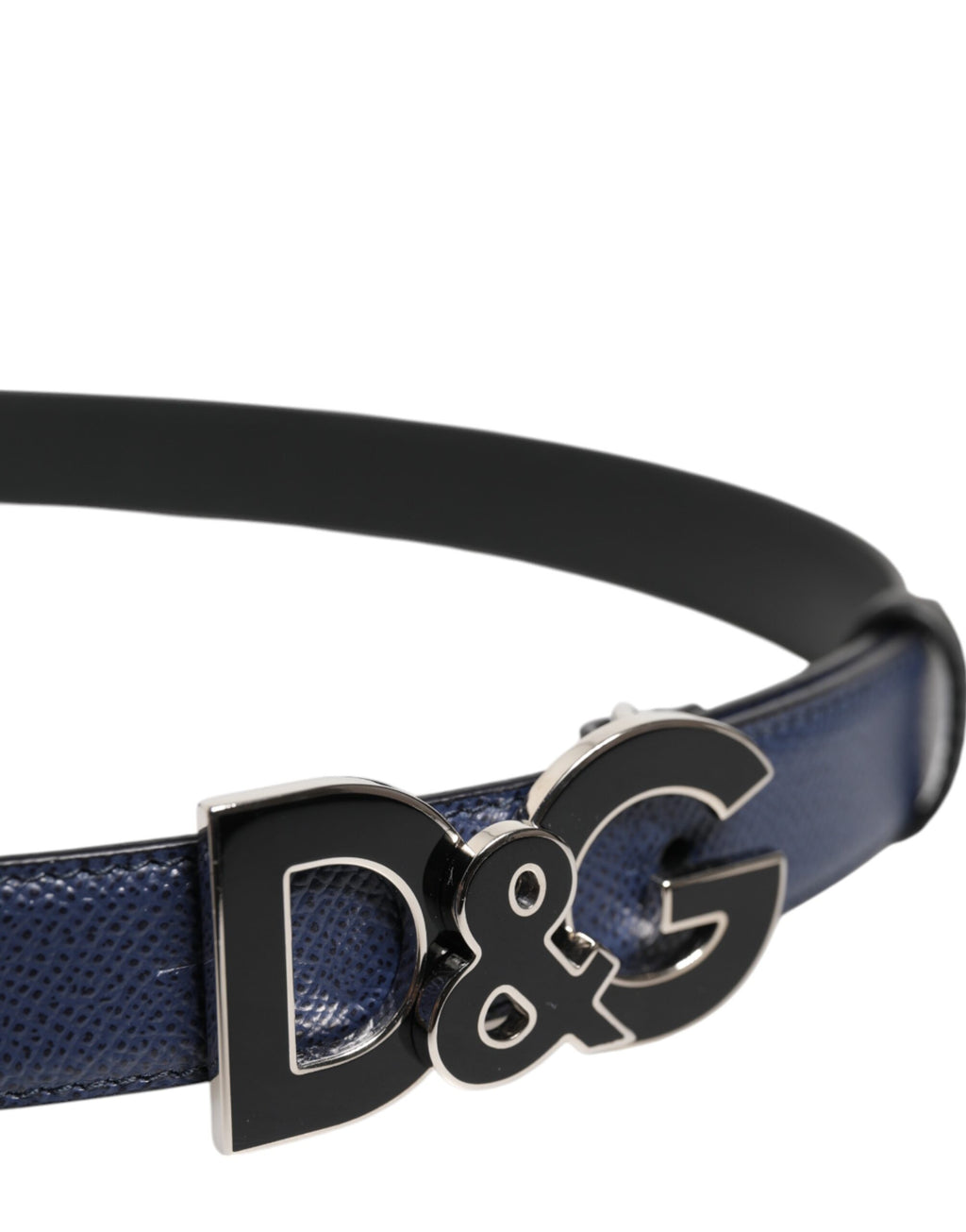 Dolce & Gabbana Blue Leather Classic Metal DG Logo Buckle Belt