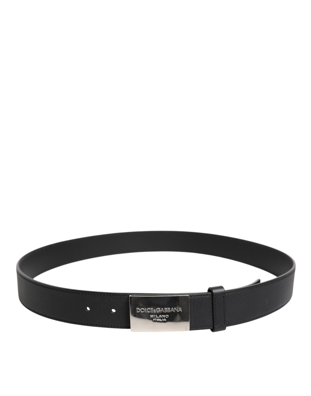 Dolce & Gabbana Black Leather Metal Logo Buckle Belt