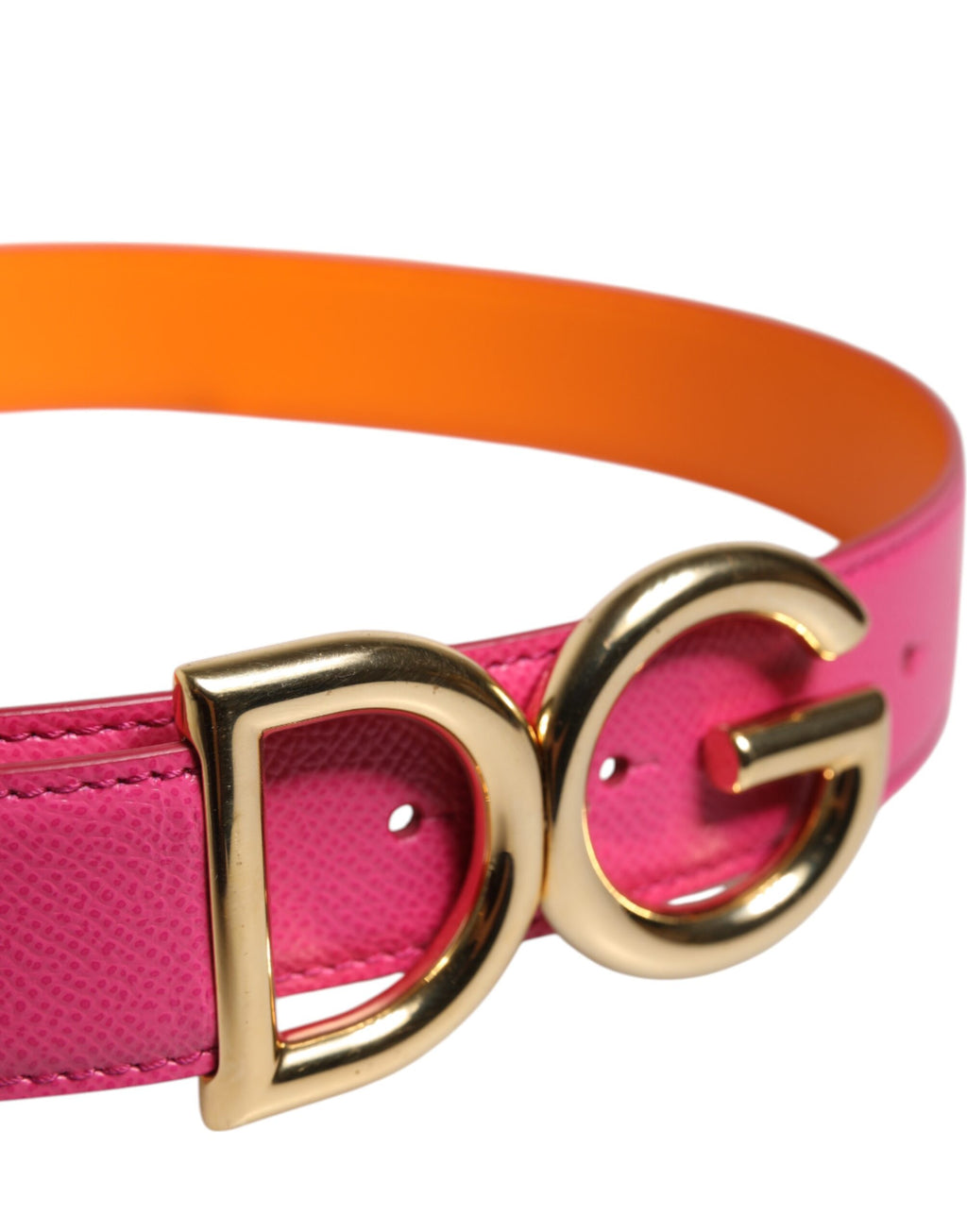 Dolce & Gabbana Pink Orange Calfskin Leather Reversible Belt