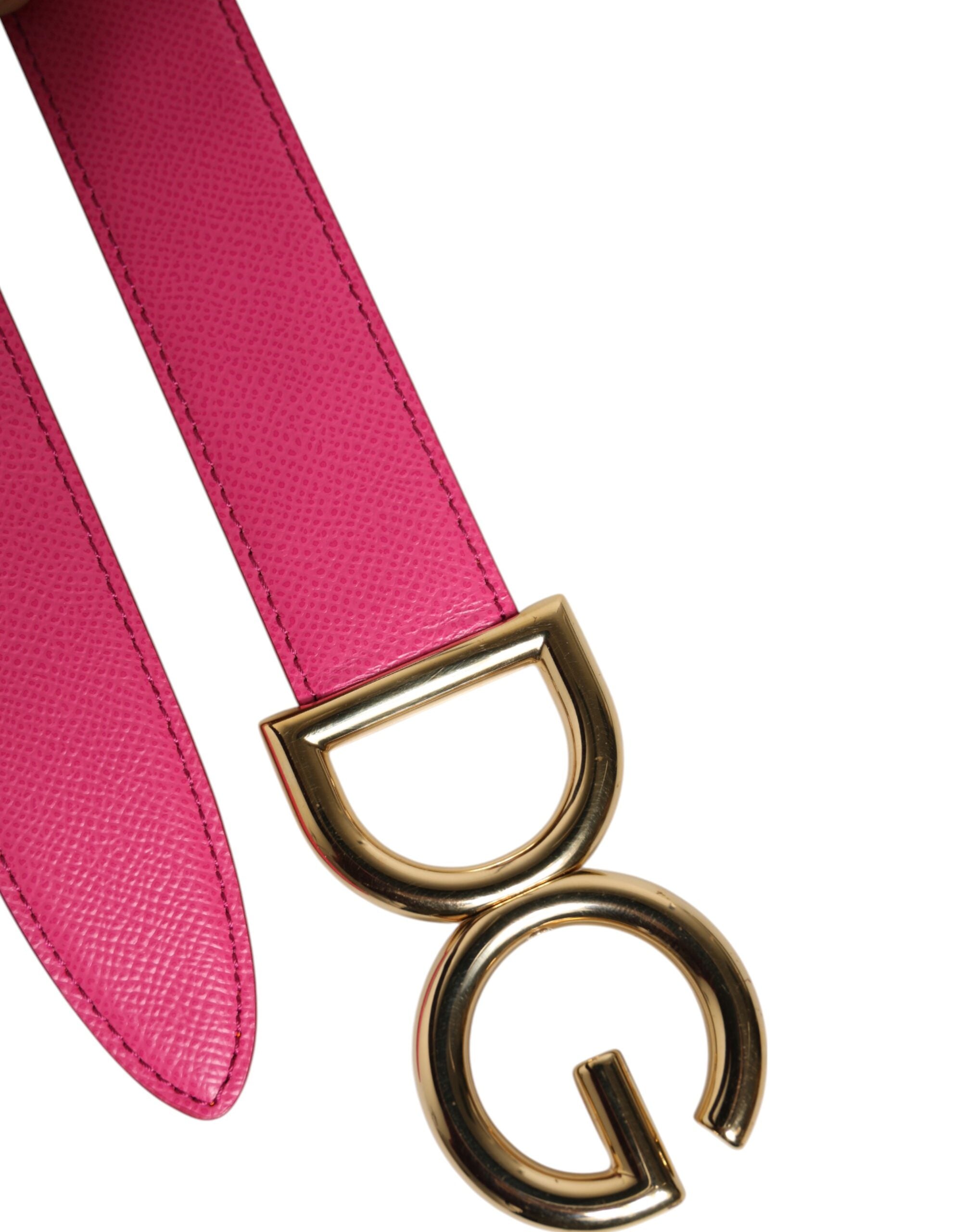 Dolce & Gabbana Pink Orange Calfskin Leather Reversible Belt