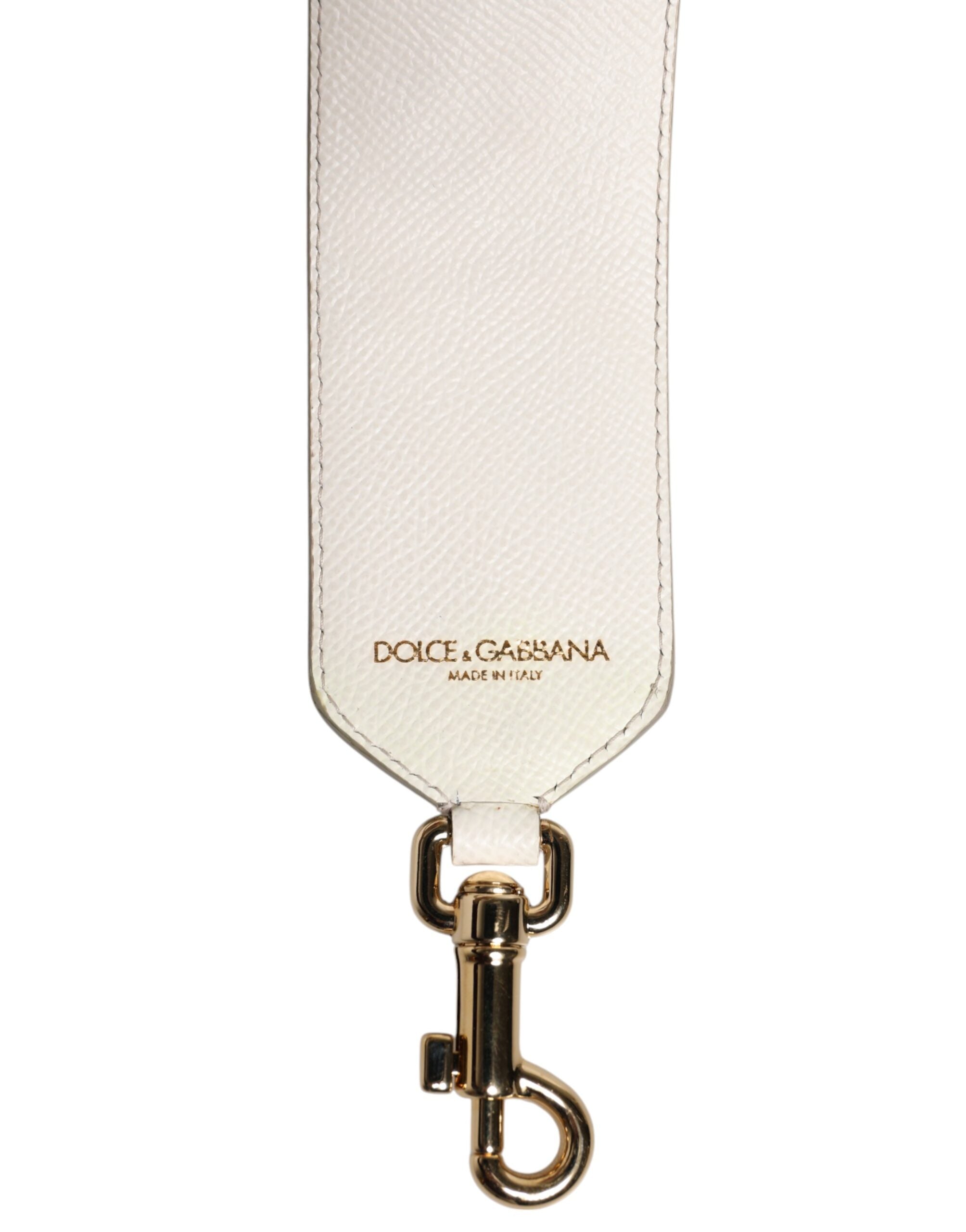 Dolce & Gabbana White Blue Floral Leather Stud Accessory Shoulder Strap