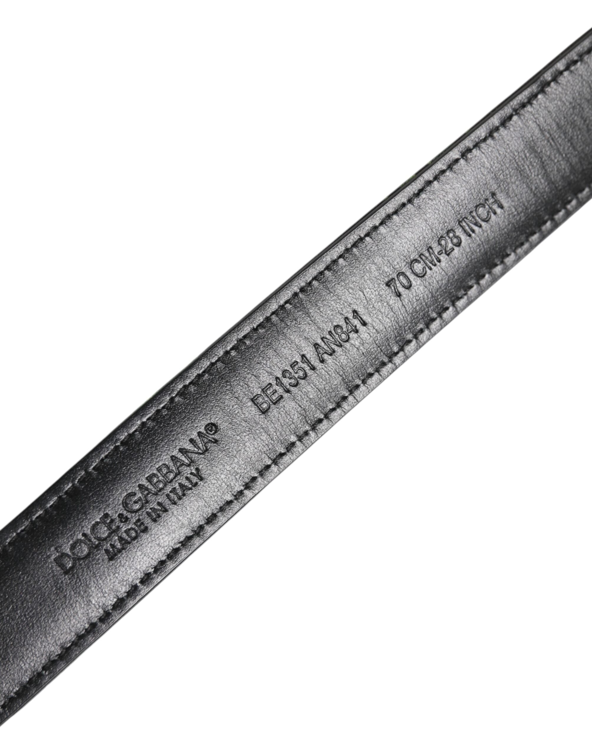 Dolce & Gabbana Black Floral Brocade Silver Metal Buckle Belt