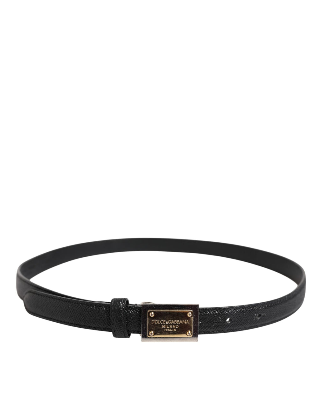 Dolce & Gabbana Black Leather Square Metal Buckle Cintura Belt