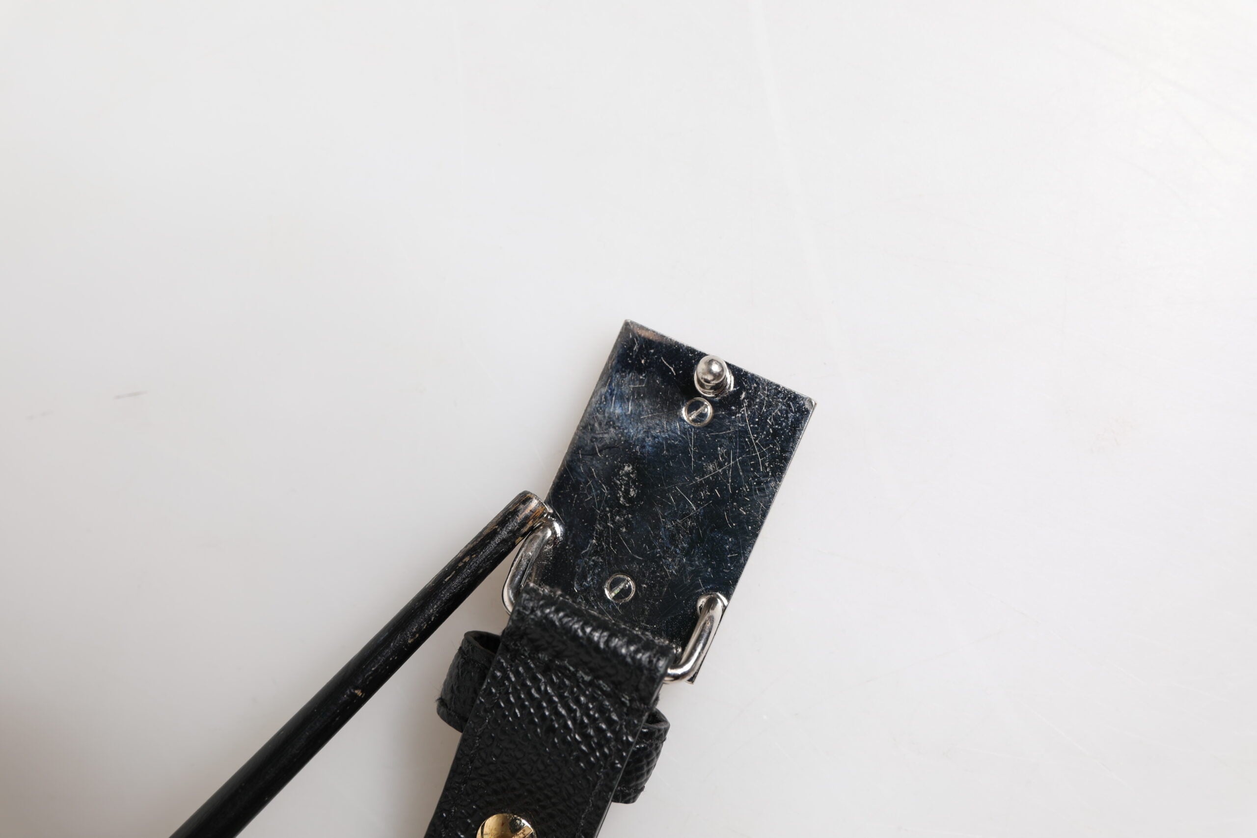 Dolce & Gabbana Black Leather Square Metal Buckle Cintura Belt