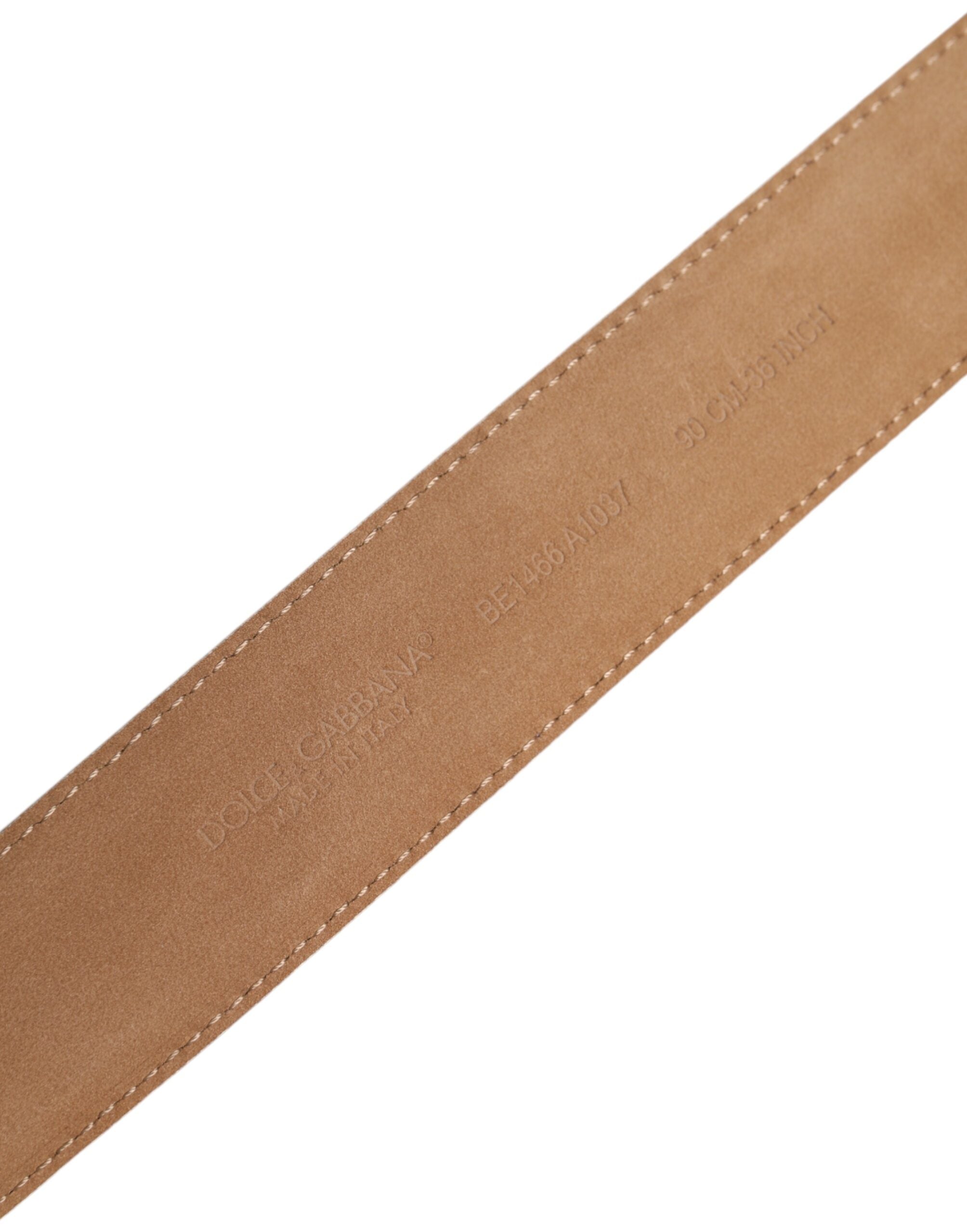 Dolce & Gabbana White Calfskin Leather Gold DG Buckle Belt