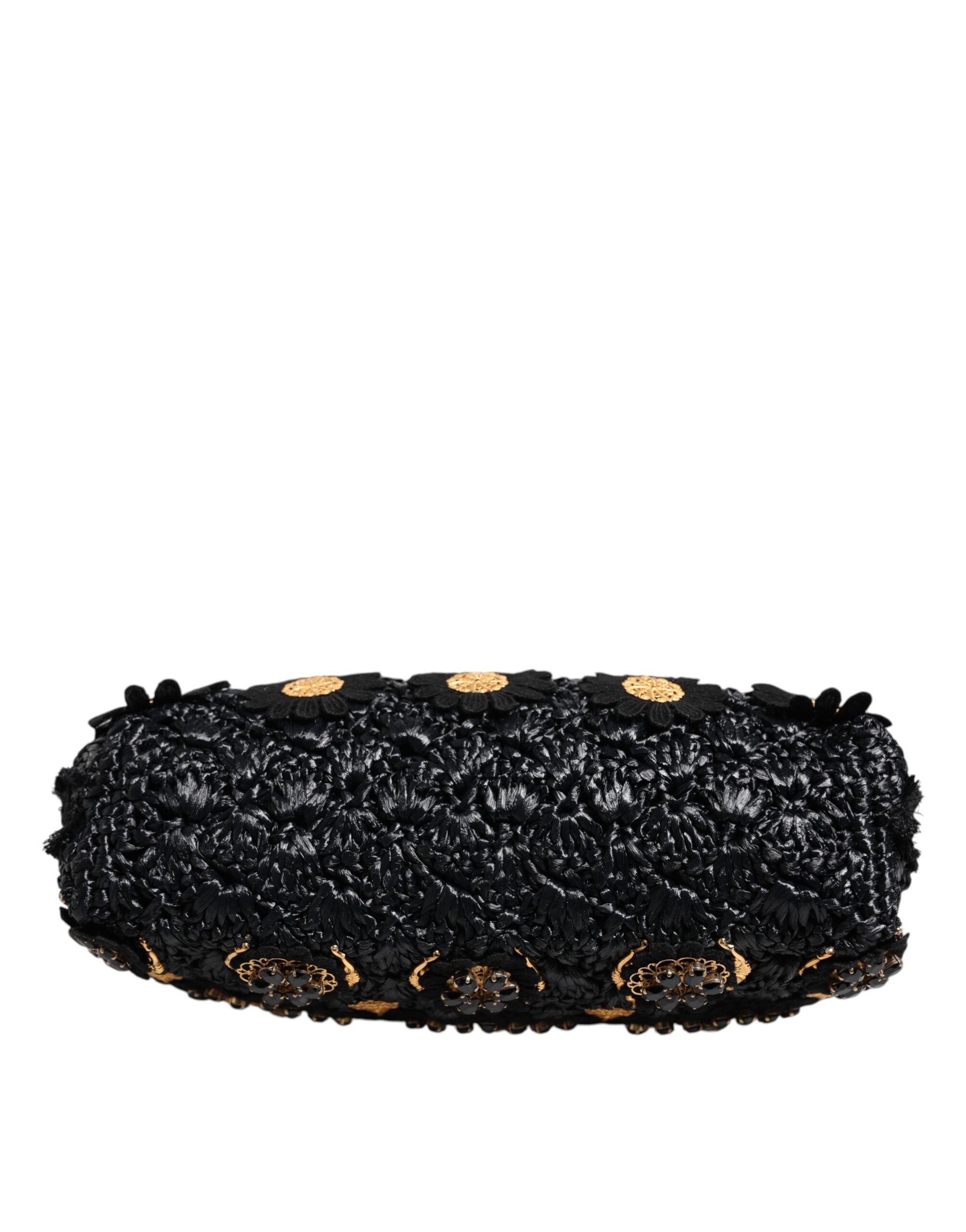 Dolce & Gabbana Black Tassel Gold Baroque Crystal Evening Clutch Bag
