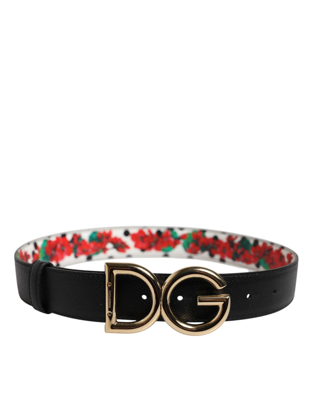 Dolce & Gabbana White Floral Reversible DG Logo Buckle Belt