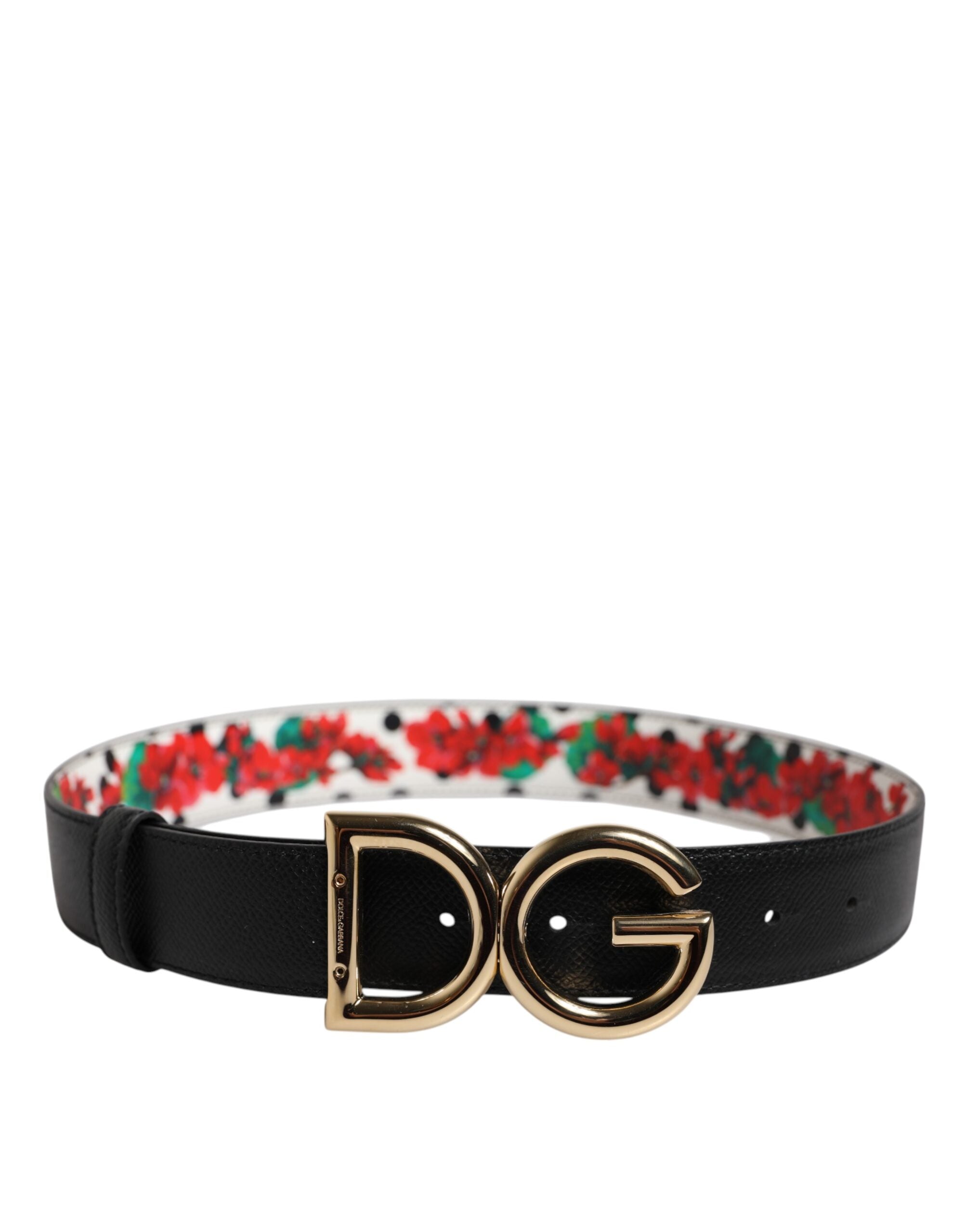 Dolce & Gabbana White Floral Reversible DG Logo Buckle Belt