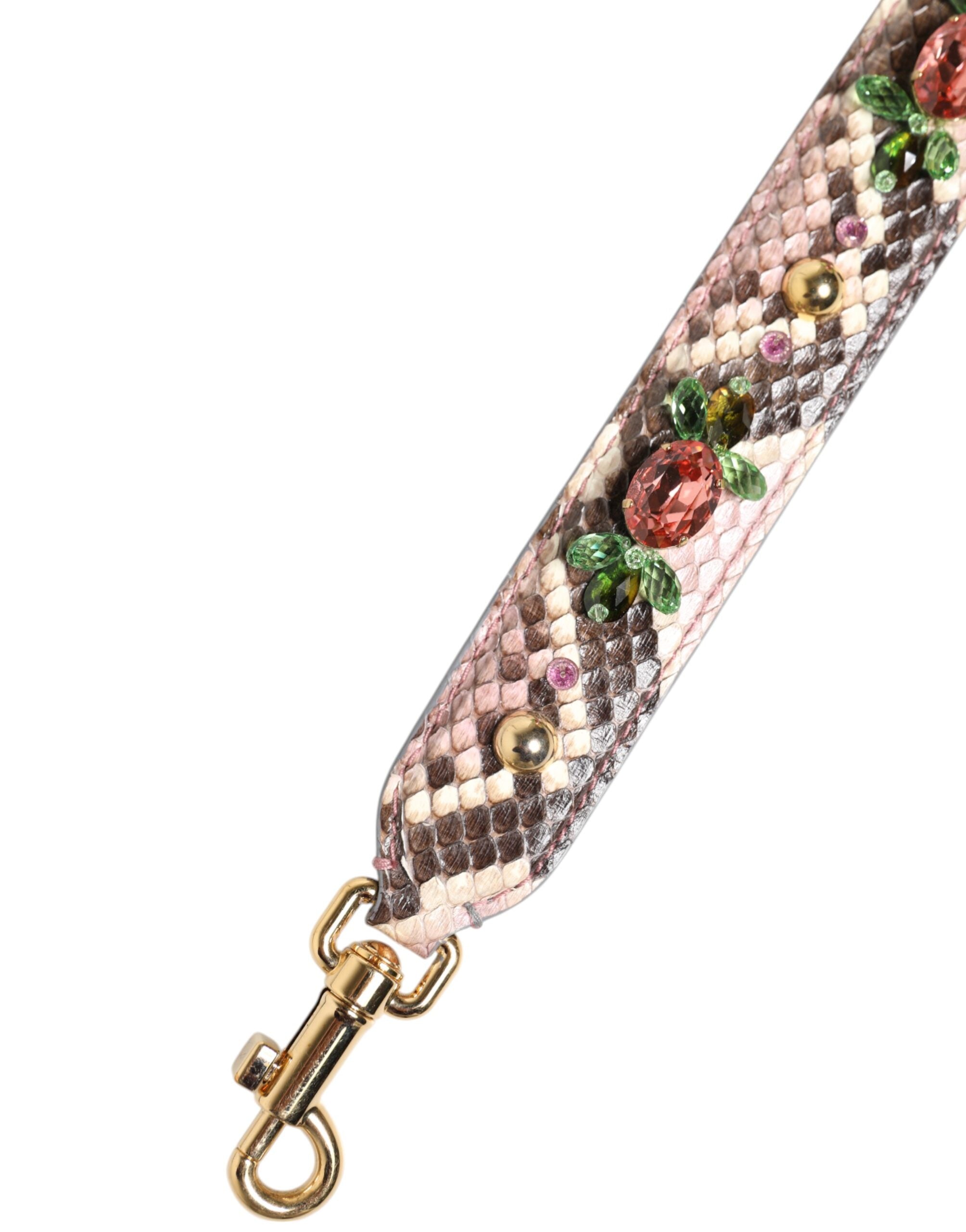 Dolce & Gabbana Multicolor Python Embellished Crystal Stud Shoulder Strap