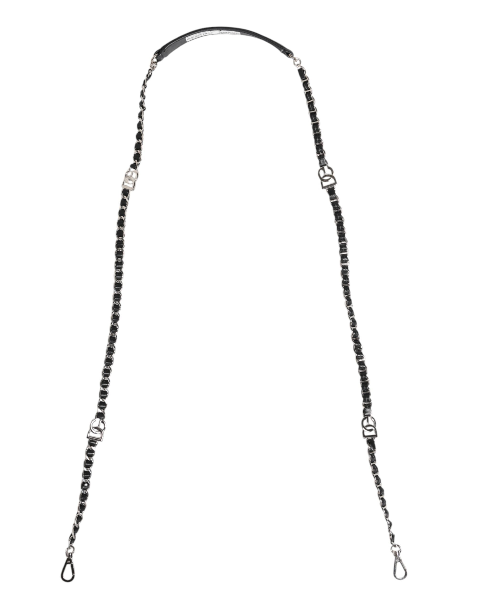 Dolce & Gabbana Black Leather DG Logo Chain Bag Shoulder Strap