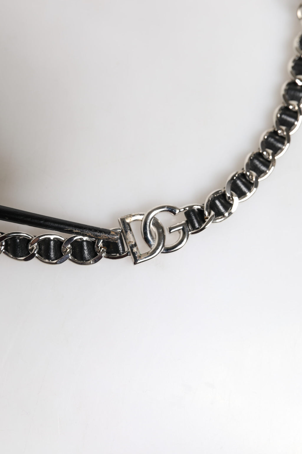 Dolce & Gabbana Black Leather DG Logo Chain Bag Shoulder Strap
