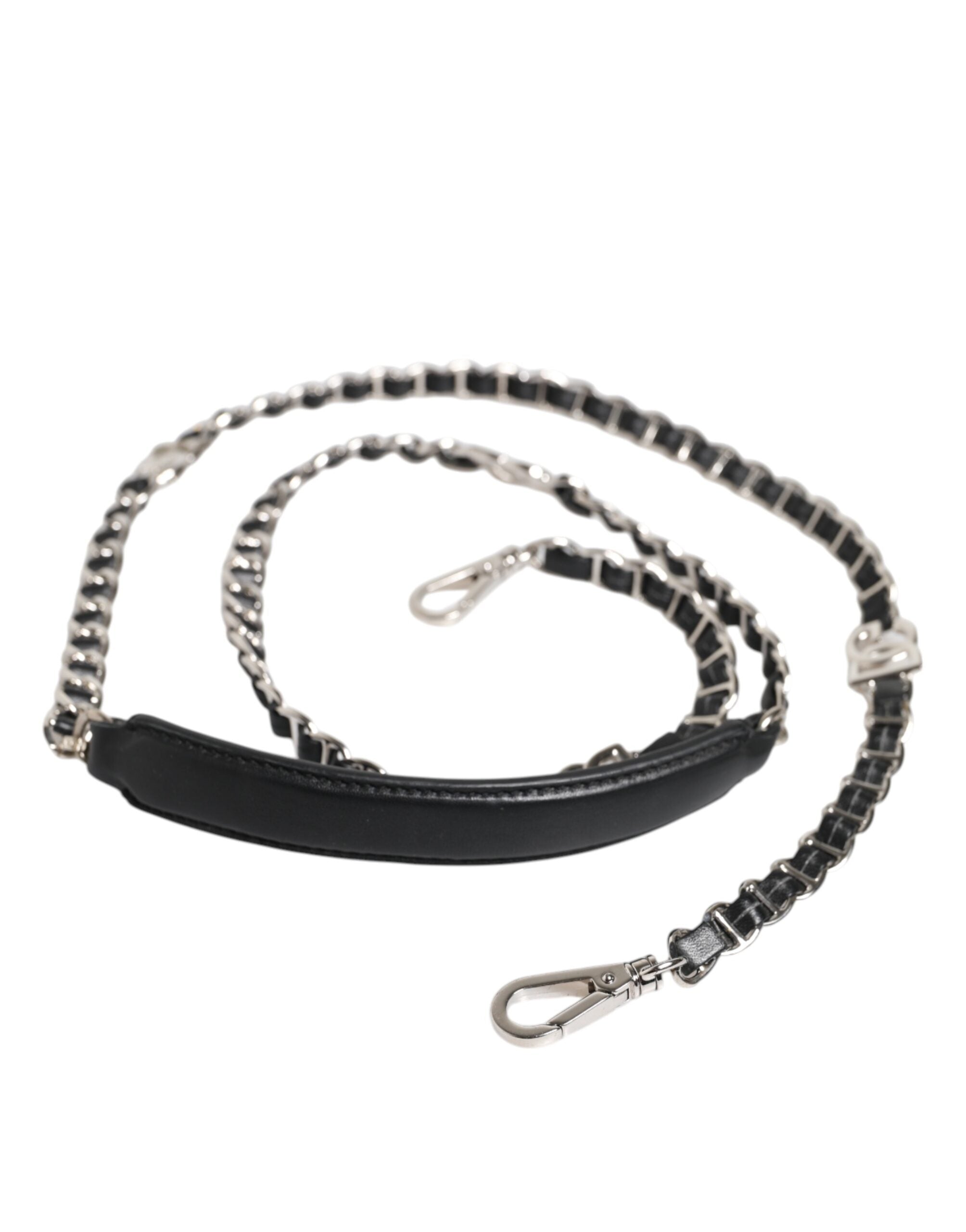 Dolce & Gabbana Black Leather DG Logo Chain Bag Shoulder Strap