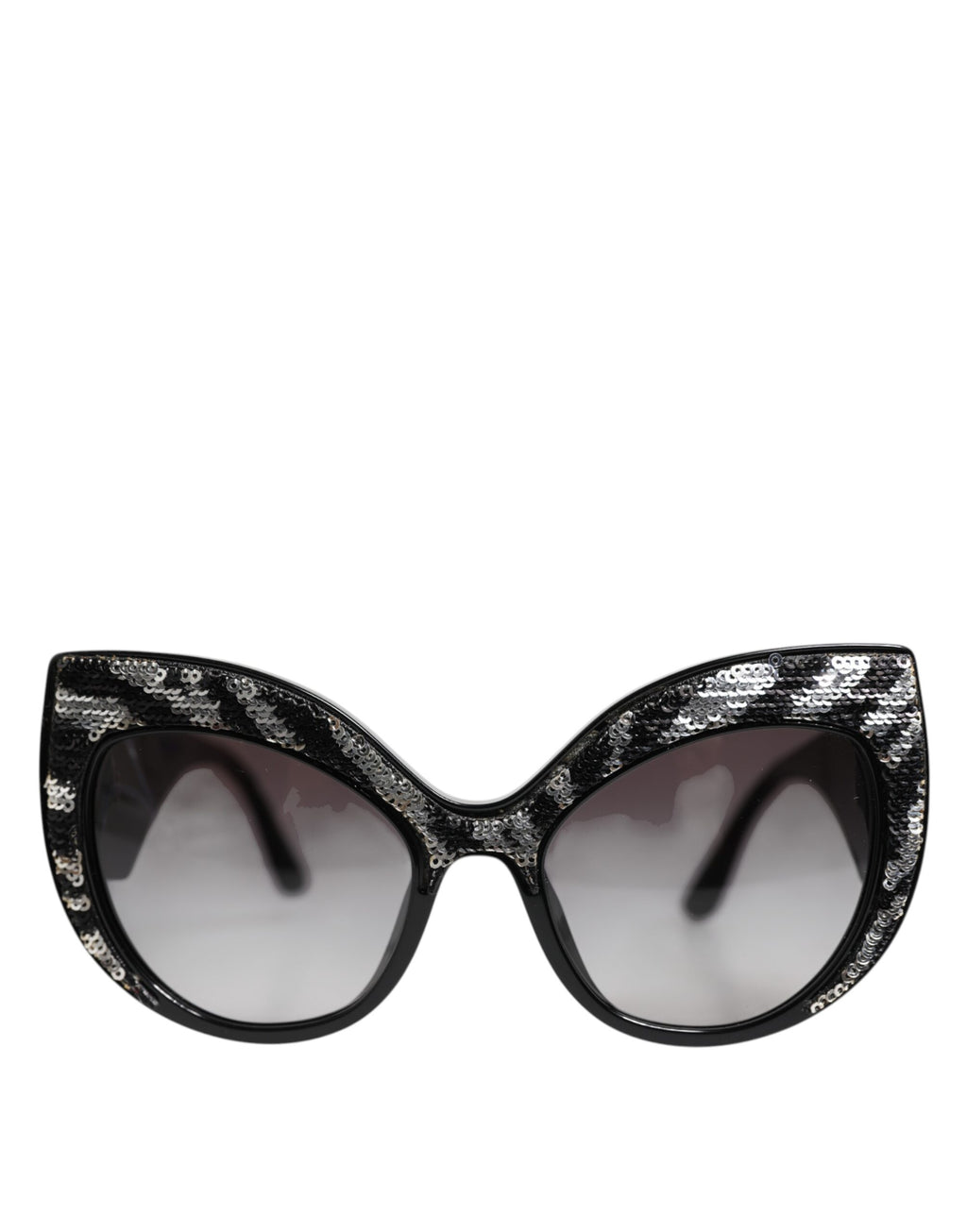 Dolce & Gabbana Black Silver Sequin Oversized Butterfly DG4326 Sunglasses