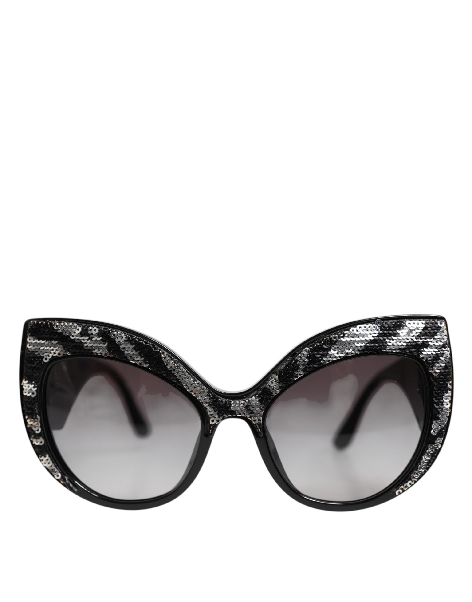 Dolce & Gabbana Black Silver Sequin Oversized Butterfly DG4326 Sunglasses