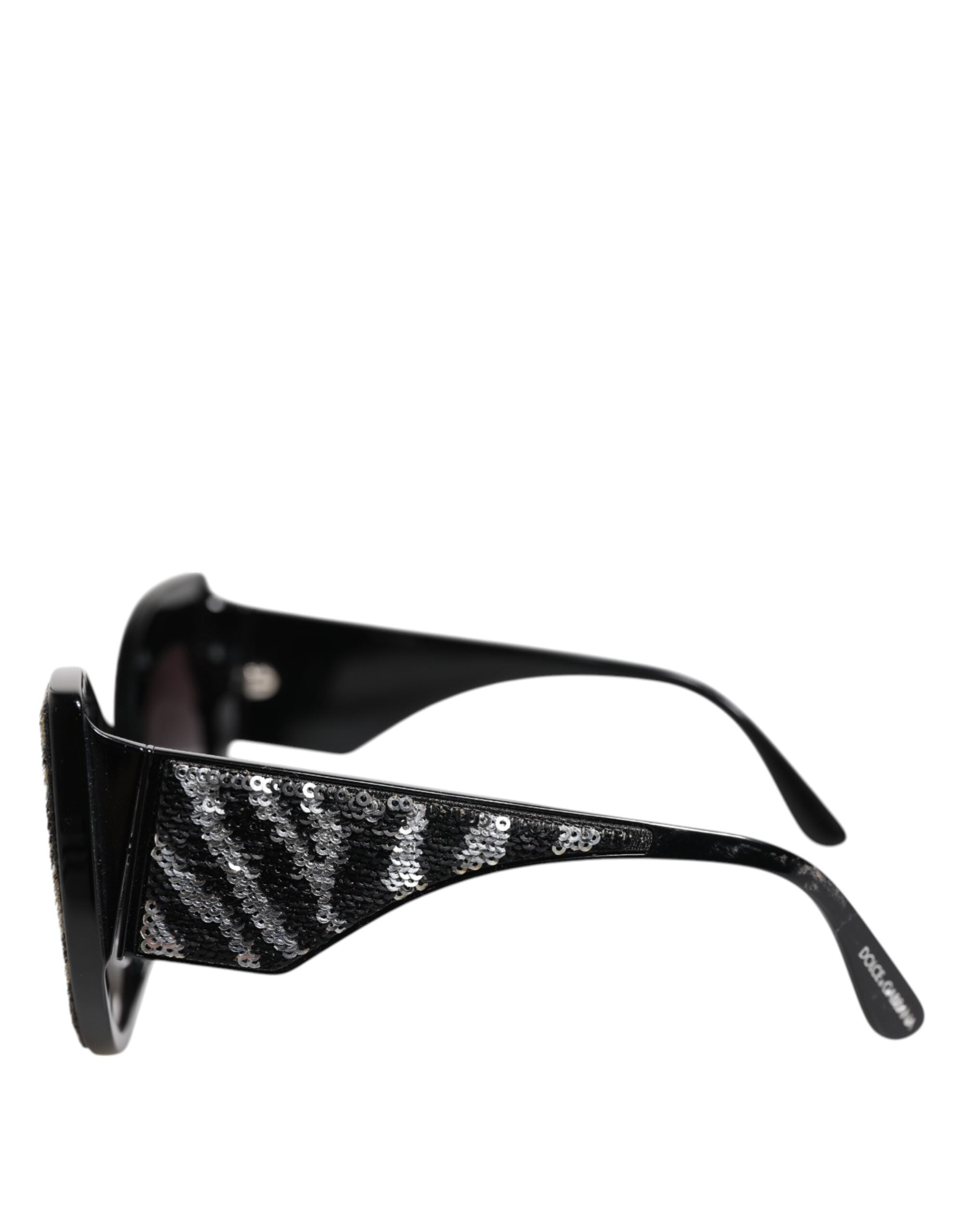 Dolce & Gabbana Black Silver Sequin Oversized Butterfly DG4326 Sunglasses