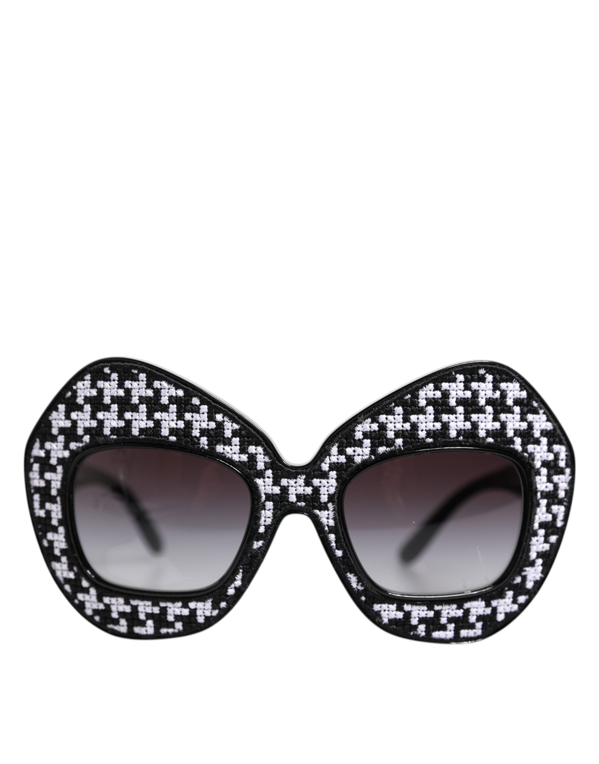 Dolce & Gabbana Black White PIED DE POULE Print Oversized Shades Sunglasses