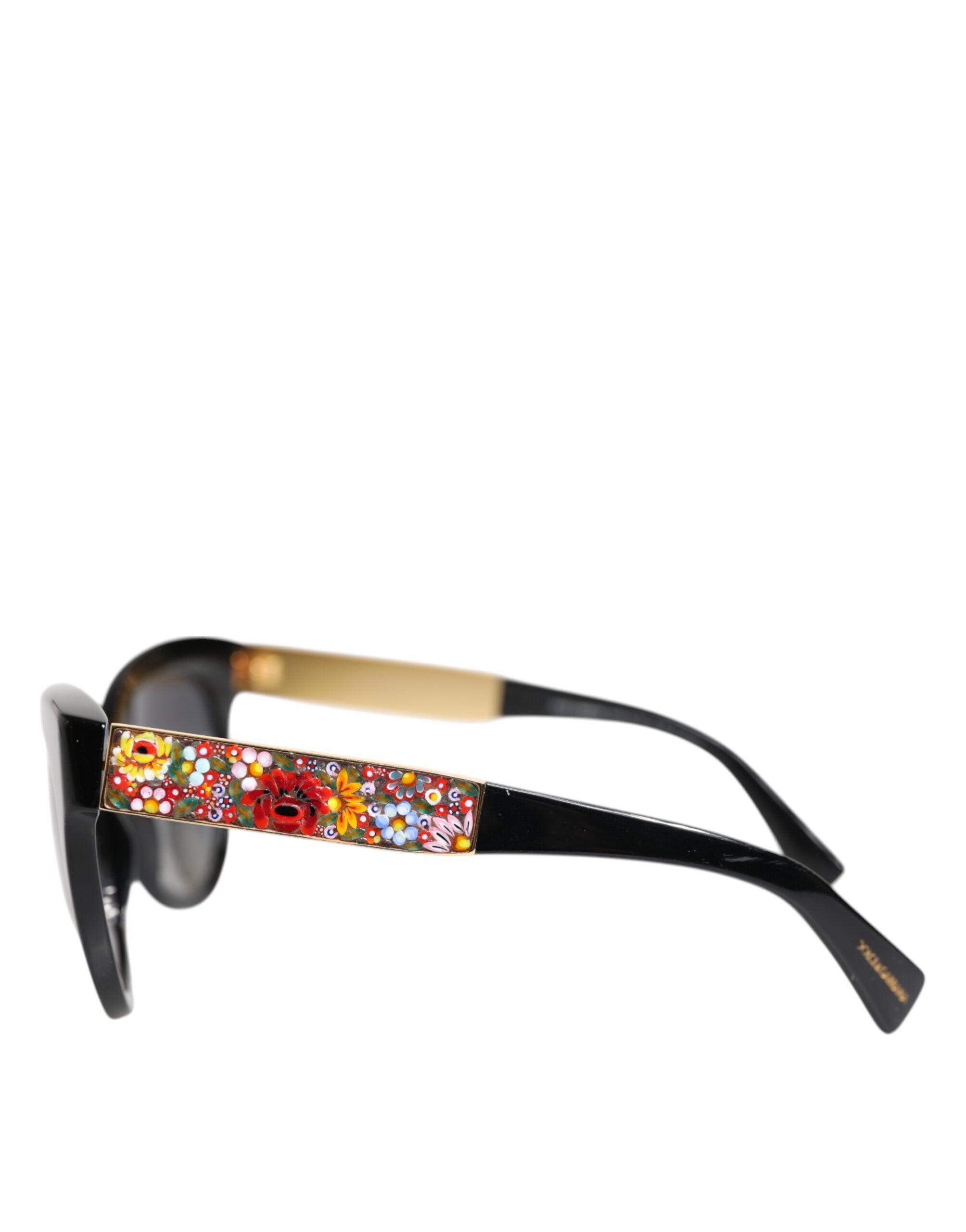Dolce & Gabbana Black Gold Artisian Mosaic Flower Logo Shades Sunglasses