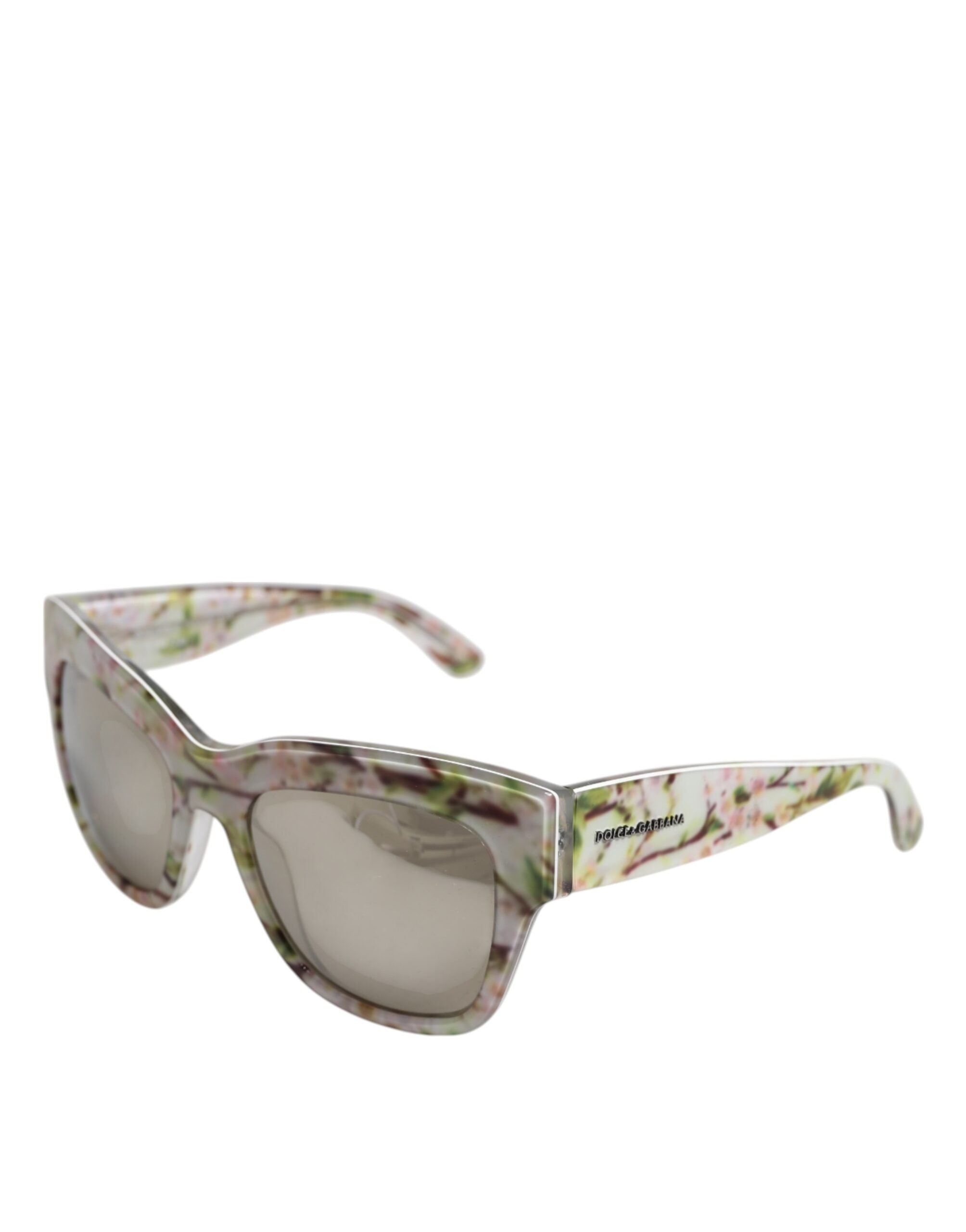Dolce & Gabbana White DG4231F Floral Acetate Rectangle Shades Sunglasses
