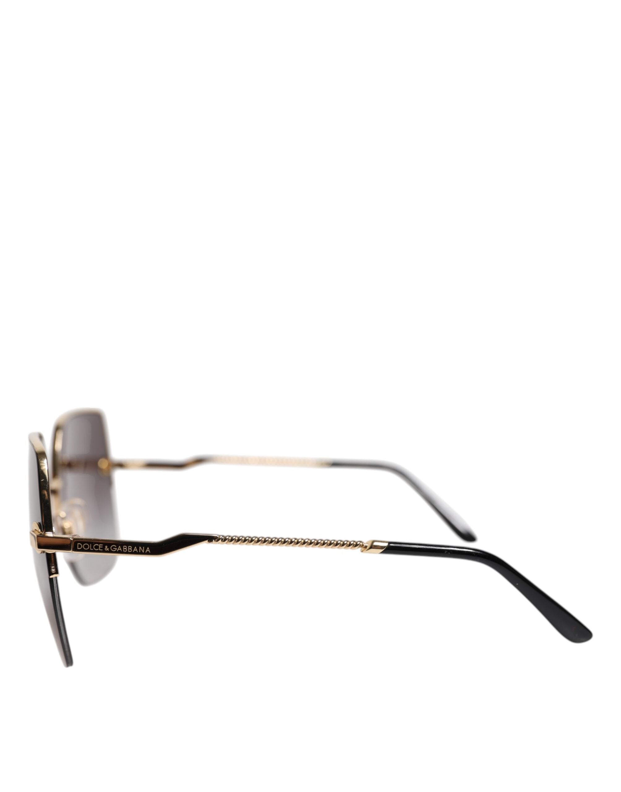 Dolce & Gabbana DG2267 Black Gold Metal Full Rim Square Sunglasses