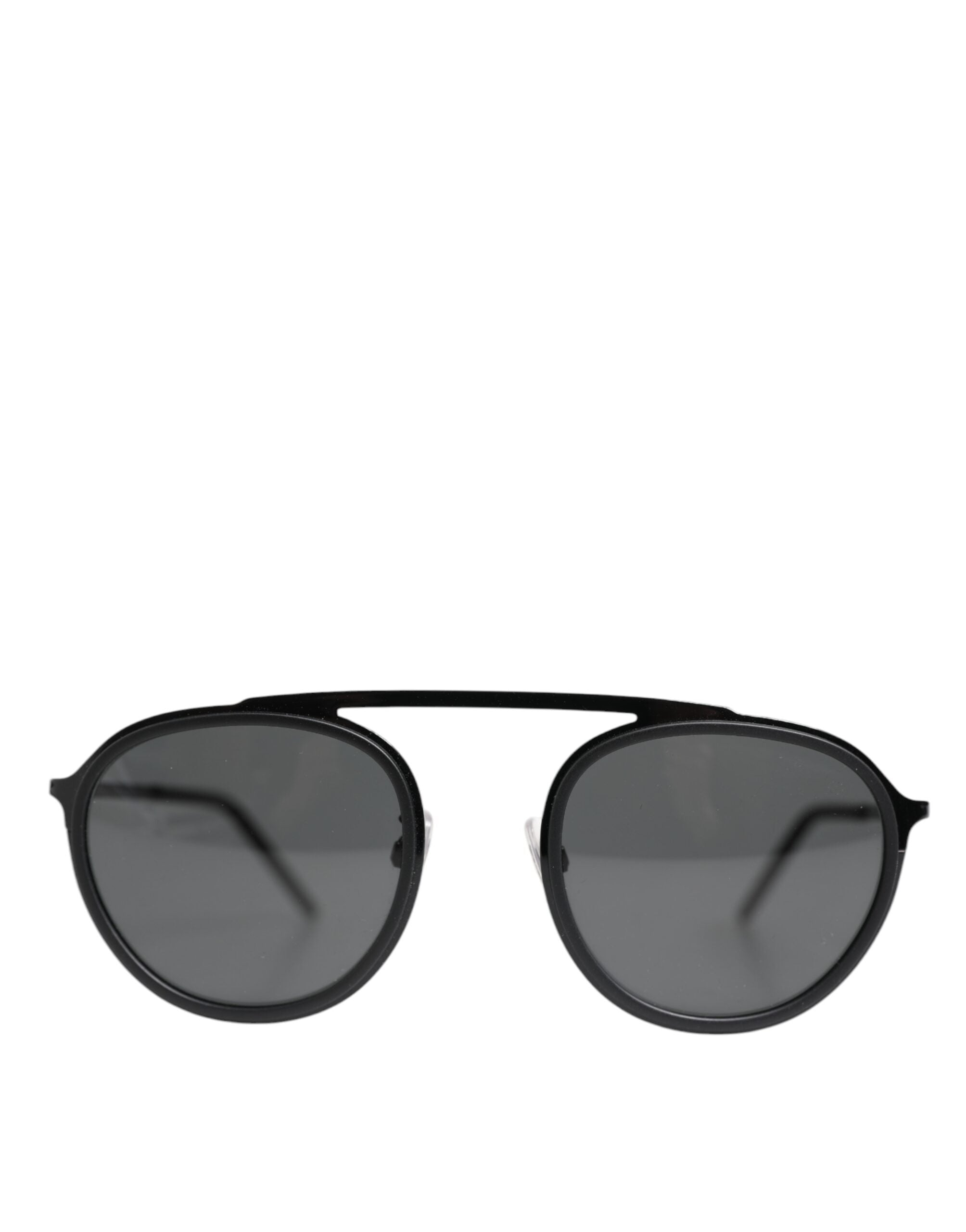 Dolce & Gabbana Matte Black DG2276 Metal Rim Round Shades Sunglasses