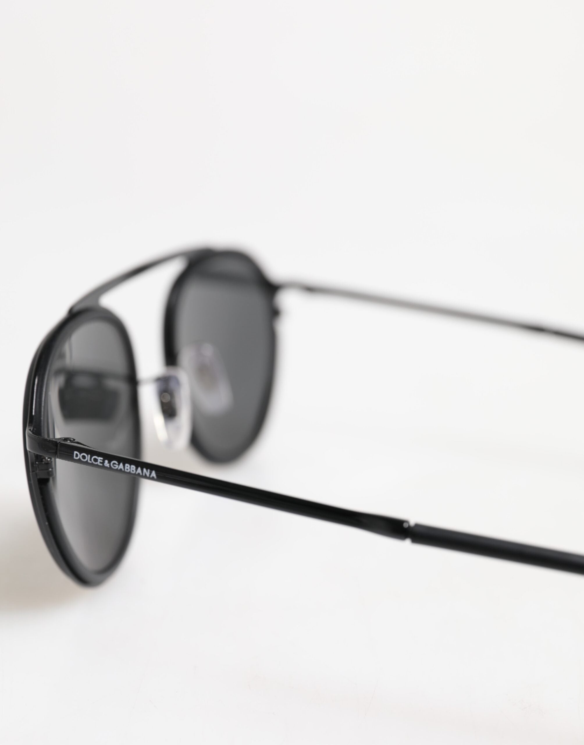 Dolce & Gabbana Matte Black DG2276 Metal Rim Round Shades Sunglasses