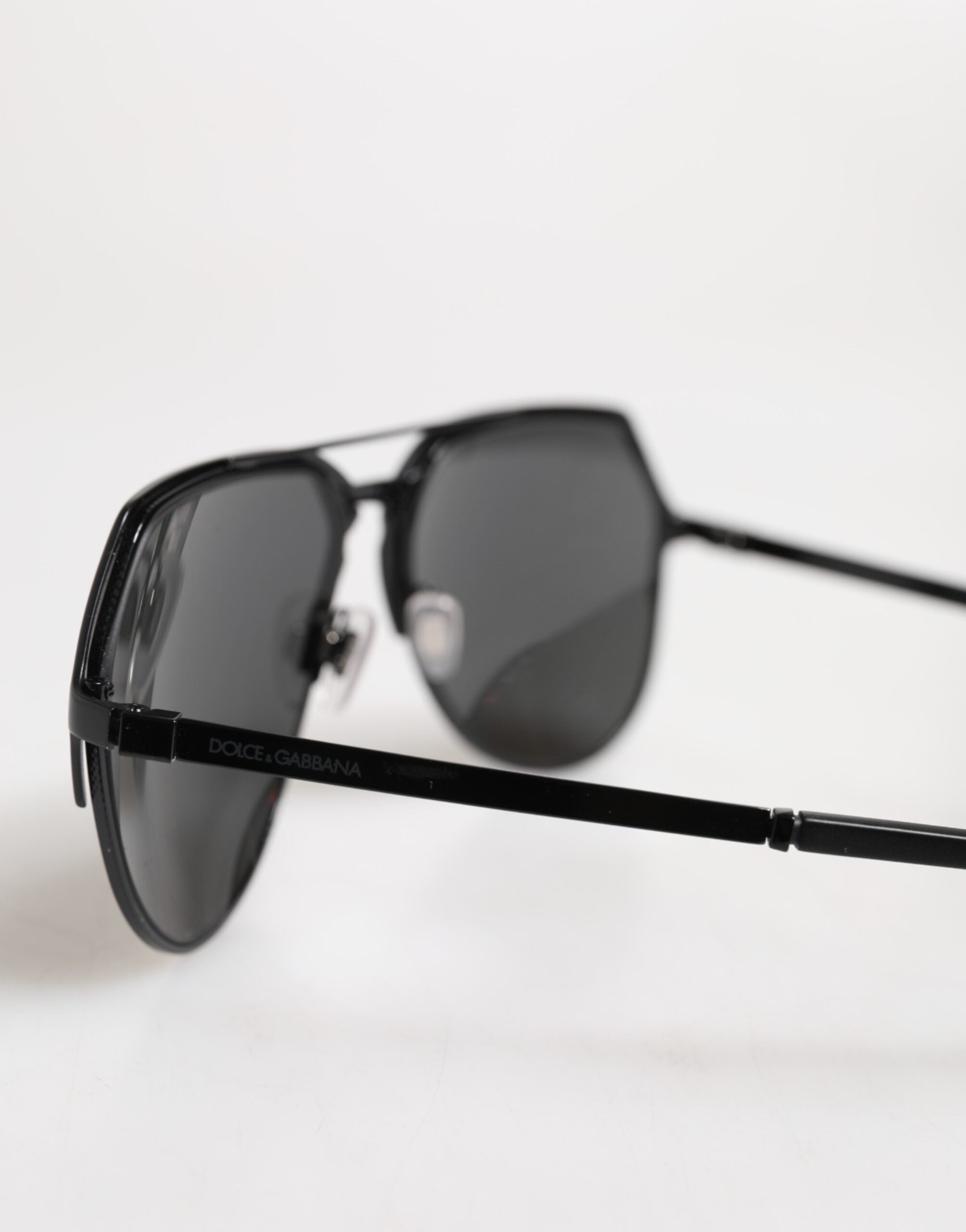Dolce & Gabbana Black Metal Frame Angular Pilot DG2151 Eyewear Sunglasses