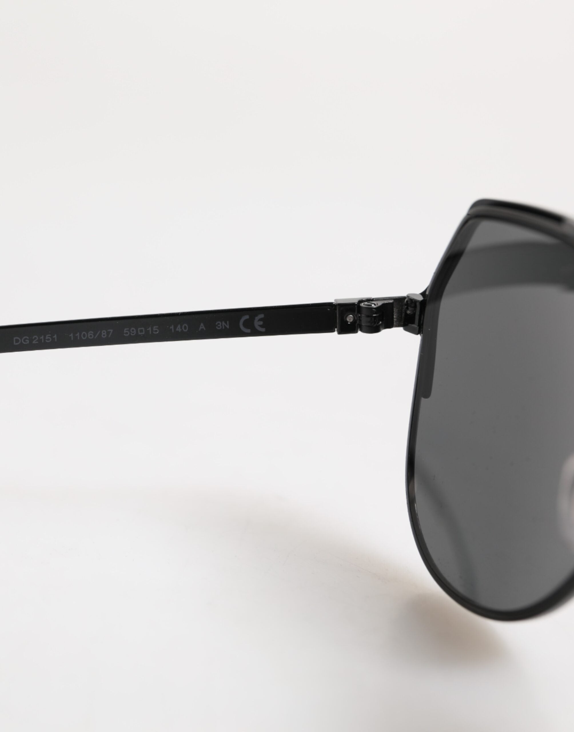 Dolce & Gabbana Black Metal Frame Angular Pilot DG2151 Eyewear Sunglasses