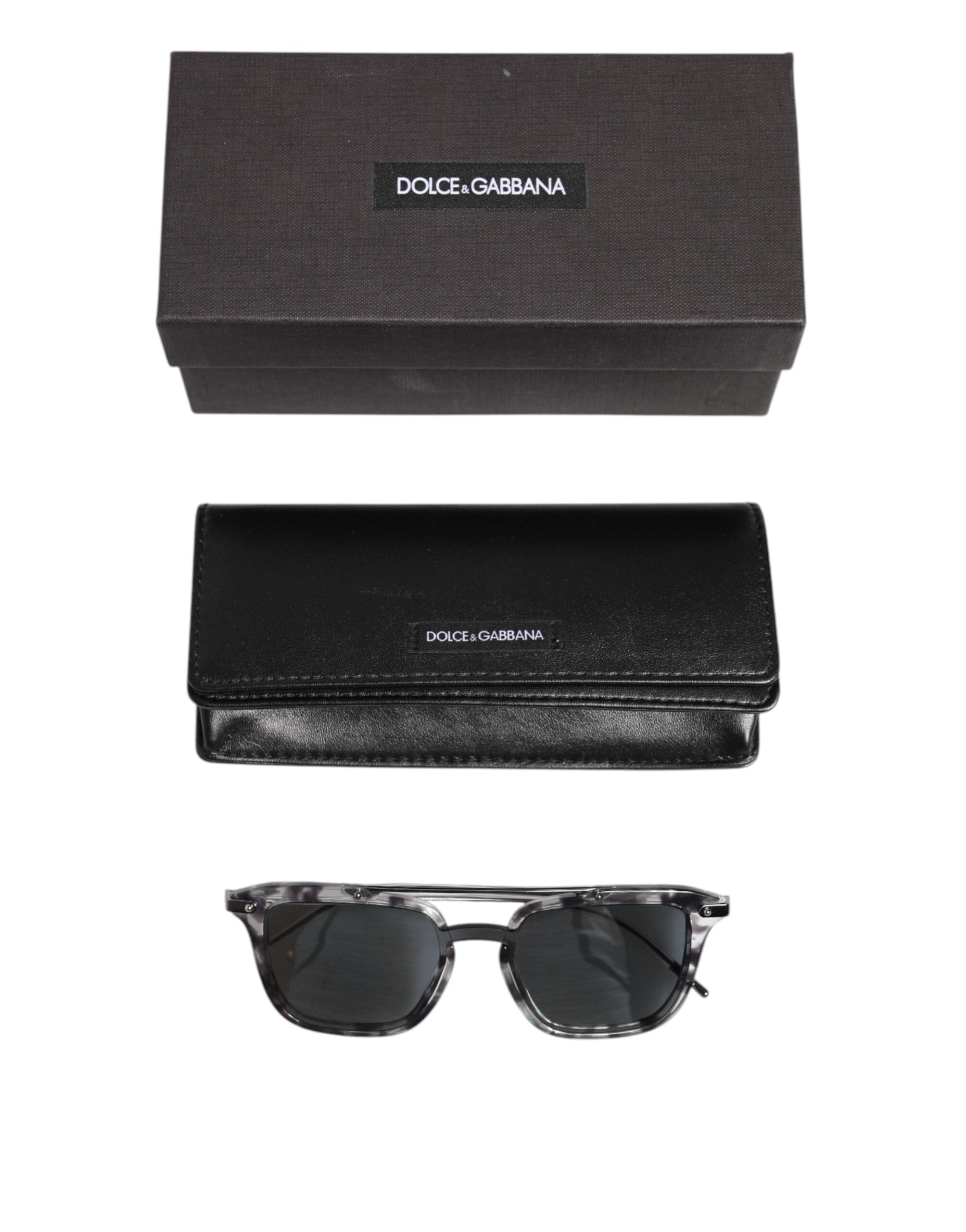 Dolce & Gabbana Gray Havana Acetate Square DG4327 Eyewear Sunglasses