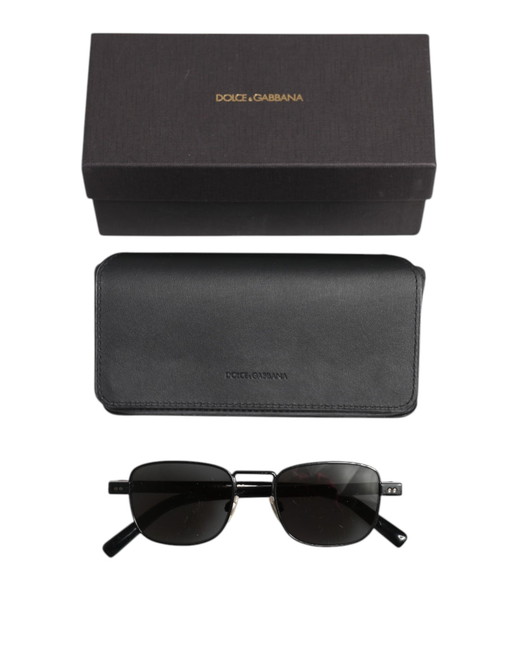 Dolce & Gabbana Black Metal Frame Square Lenses DG2222 Eyewear Sunglasses