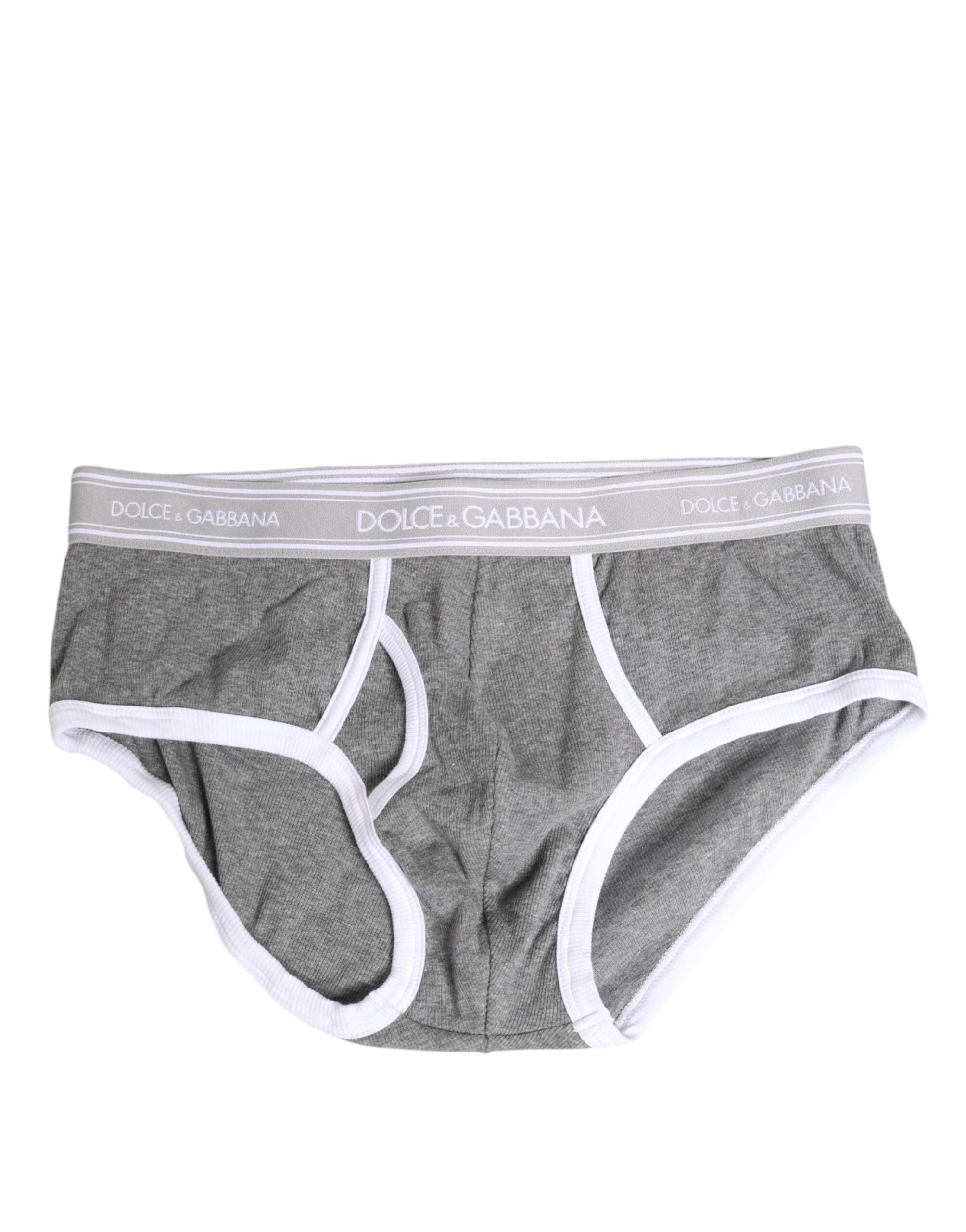 Dolce & Gabbana Gray Cotton Stretch Regular Men Brief Underwear