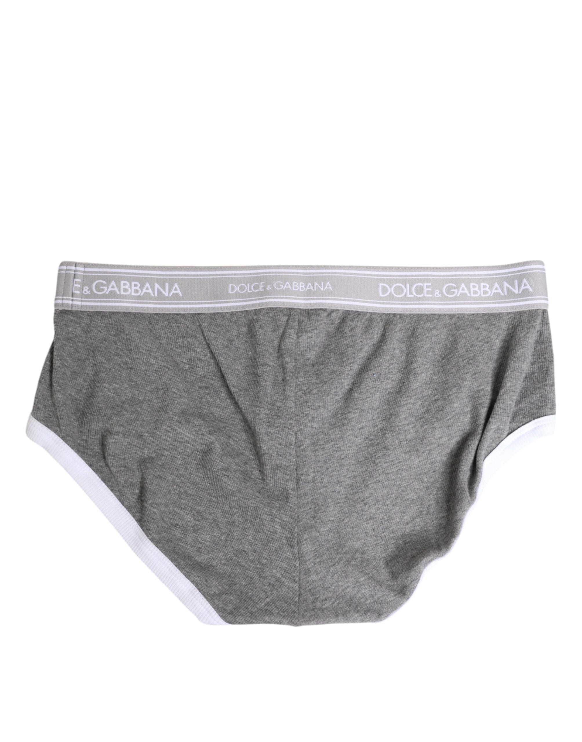 Dolce & Gabbana Gray Cotton Stretch Regular Men Brief Underwear