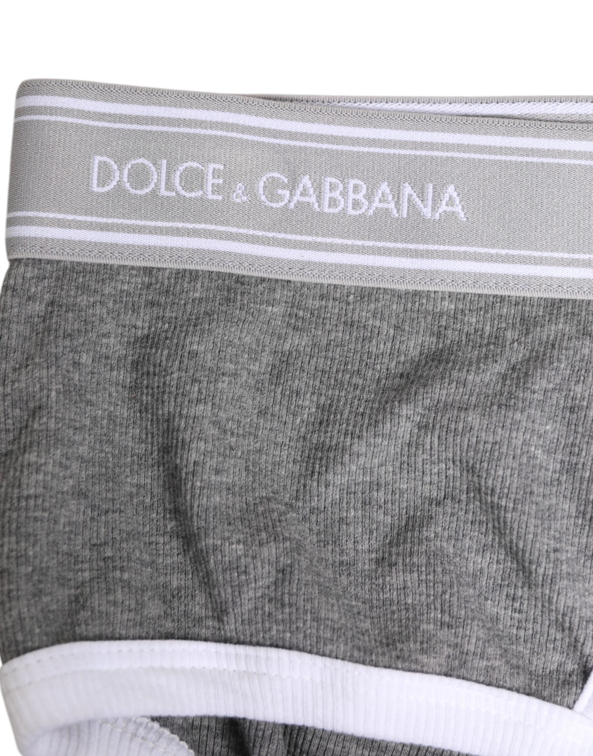 Dolce & Gabbana Gray Cotton Stretch Regular Men Brief Underwear
