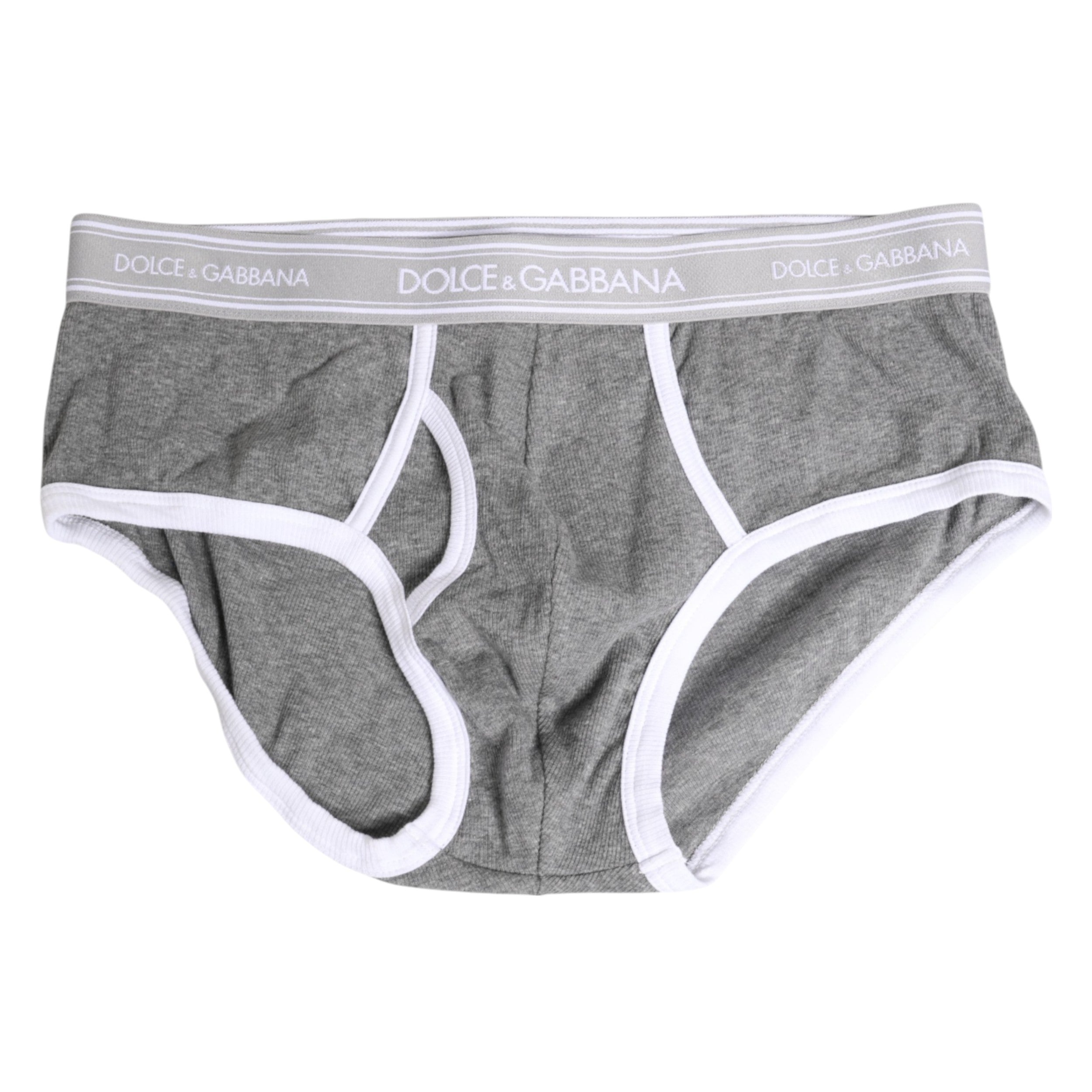 Dolce & Gabbana Gray Cotton Stretch Regular Men Brief Underwear