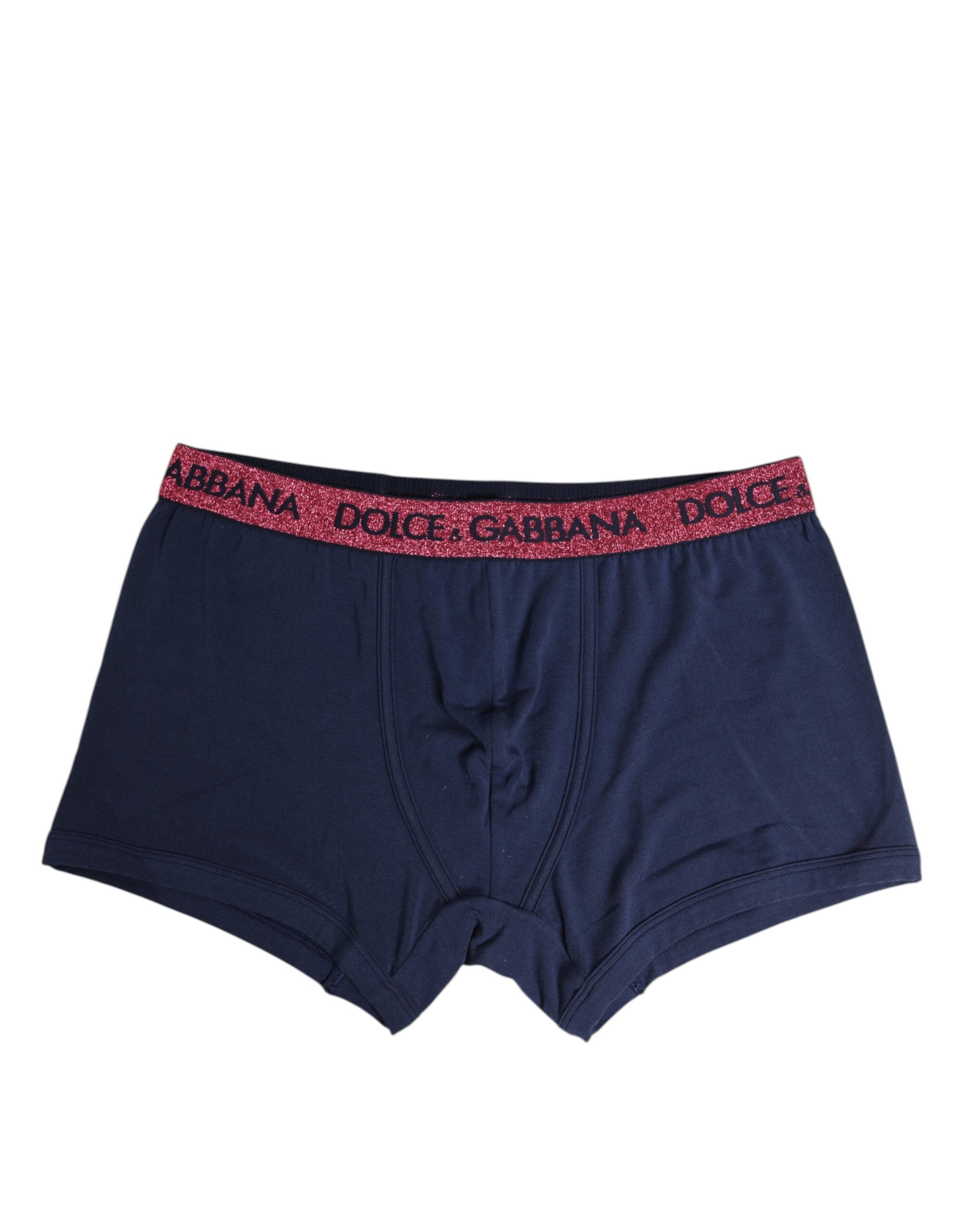 Dolce & Gabbana Blue Red Logo Stretch Regular Boxer Underwear