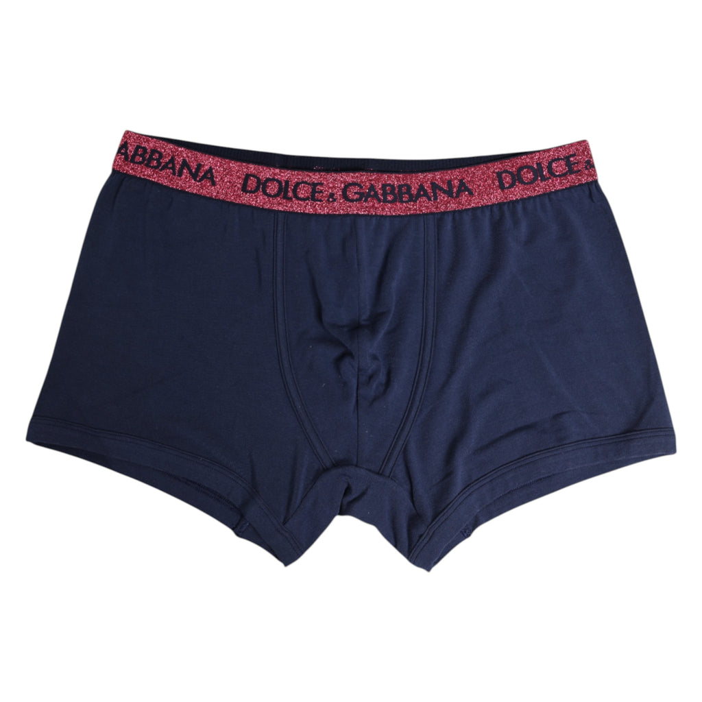 Dolce & Gabbana Blue Red Logo Stretch Regular Boxer Underwear