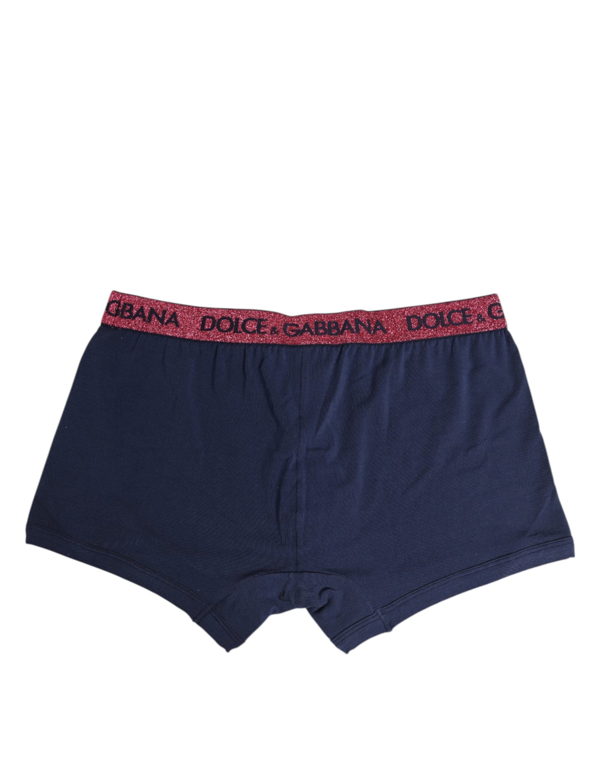 Dolce & Gabbana Blue Red Logo Stretch Regular Boxer Underwear