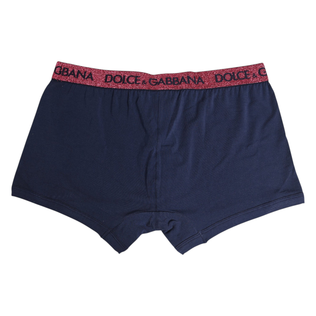 Dolce & Gabbana Blue Red Logo Stretch Regular Boxer Underwear
