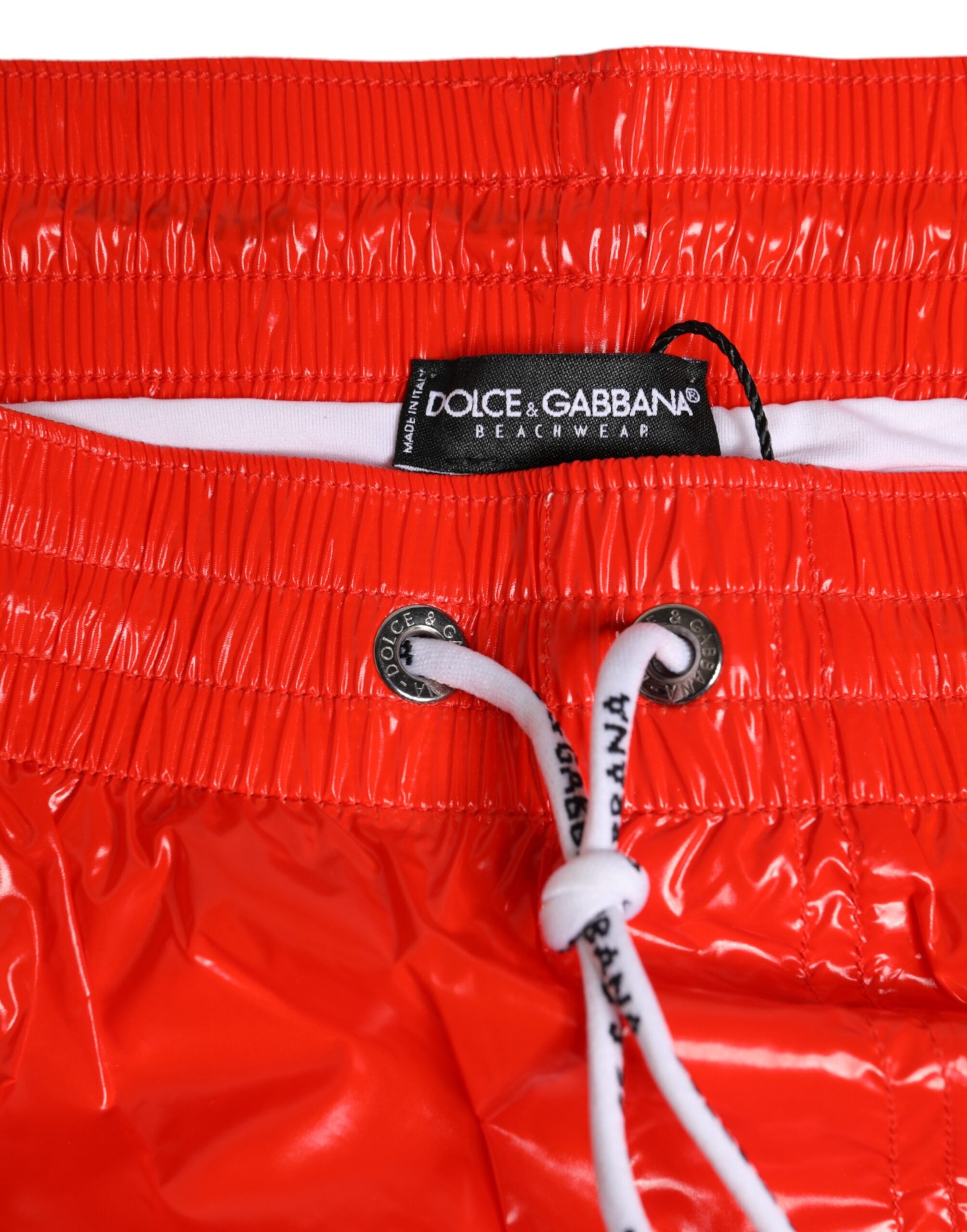 Dolce & Gabbana Red Nylon Drawstring Beachwear Shorts Swimwear