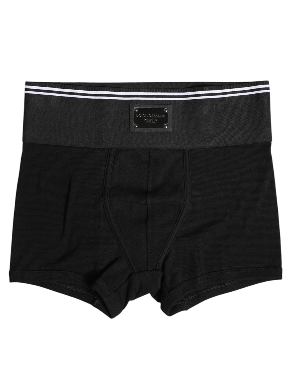 Dolce & Gabbana Black Cotton Logo Plaque Waist Boxer Underwear