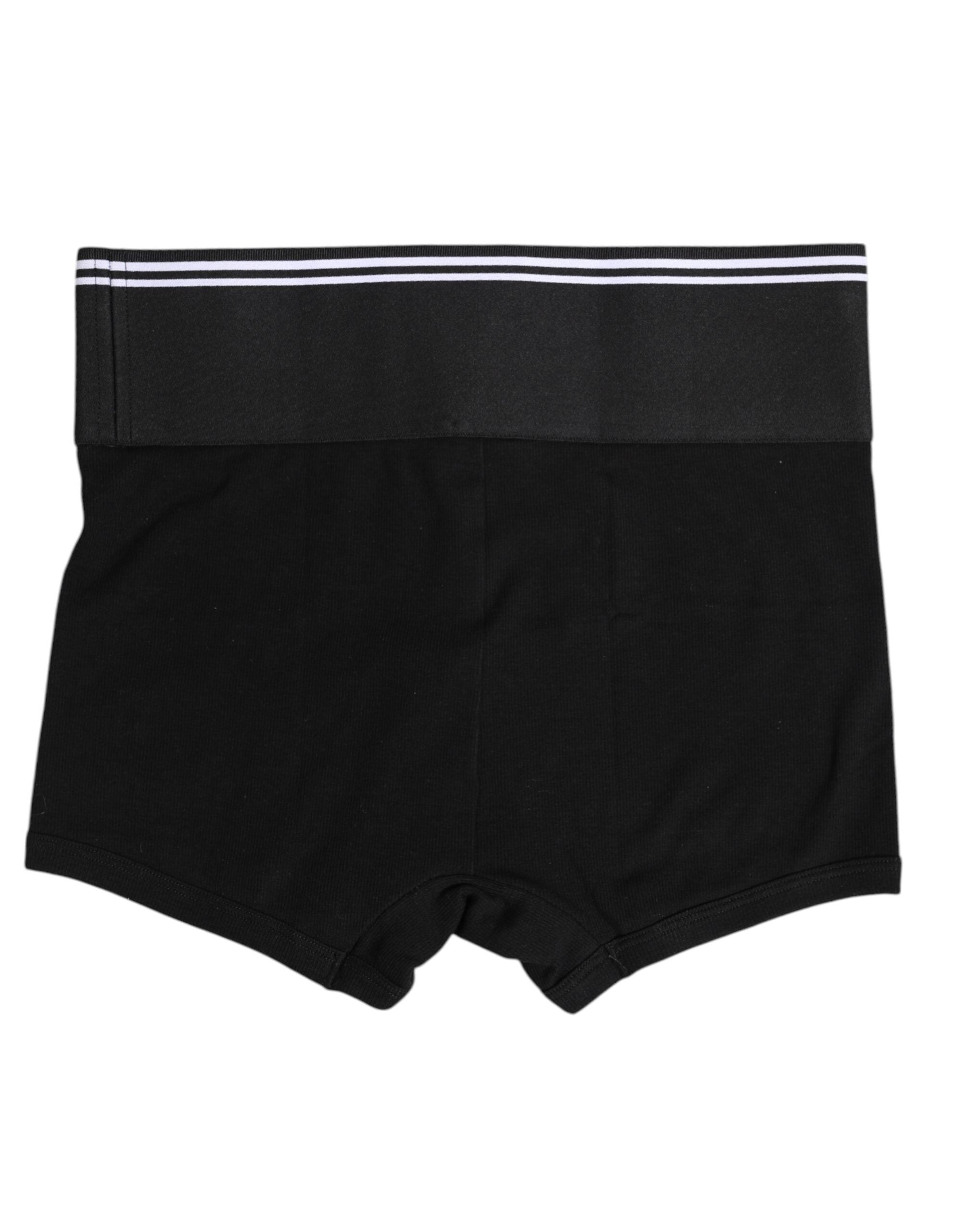 Dolce & Gabbana Black Cotton Logo Plaque Waist Boxer Underwear