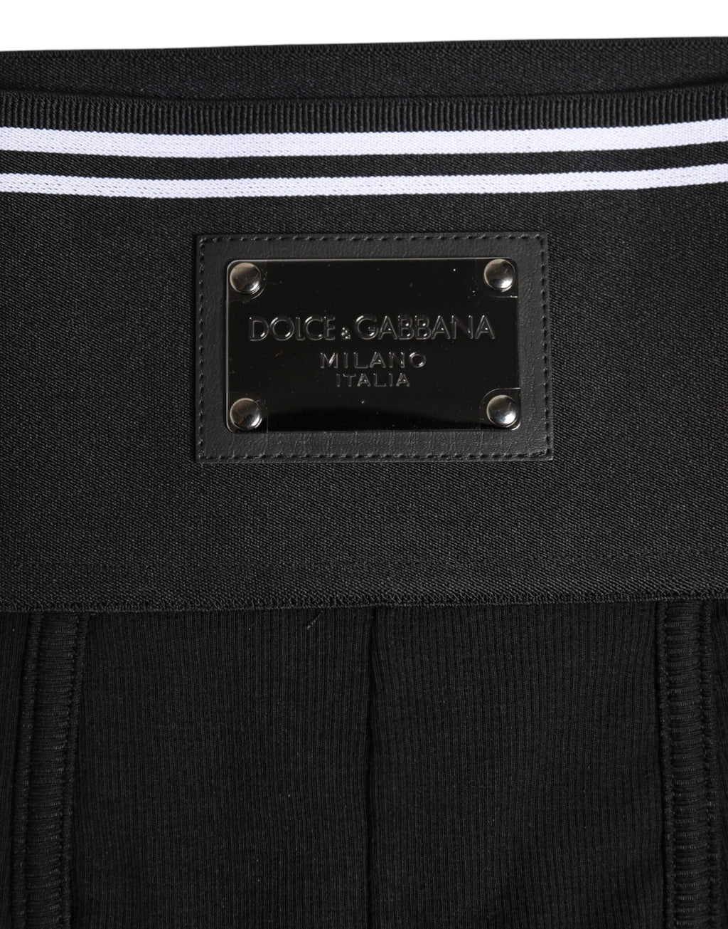 Dolce & Gabbana Black Cotton Logo Plaque Waist Boxer Underwear