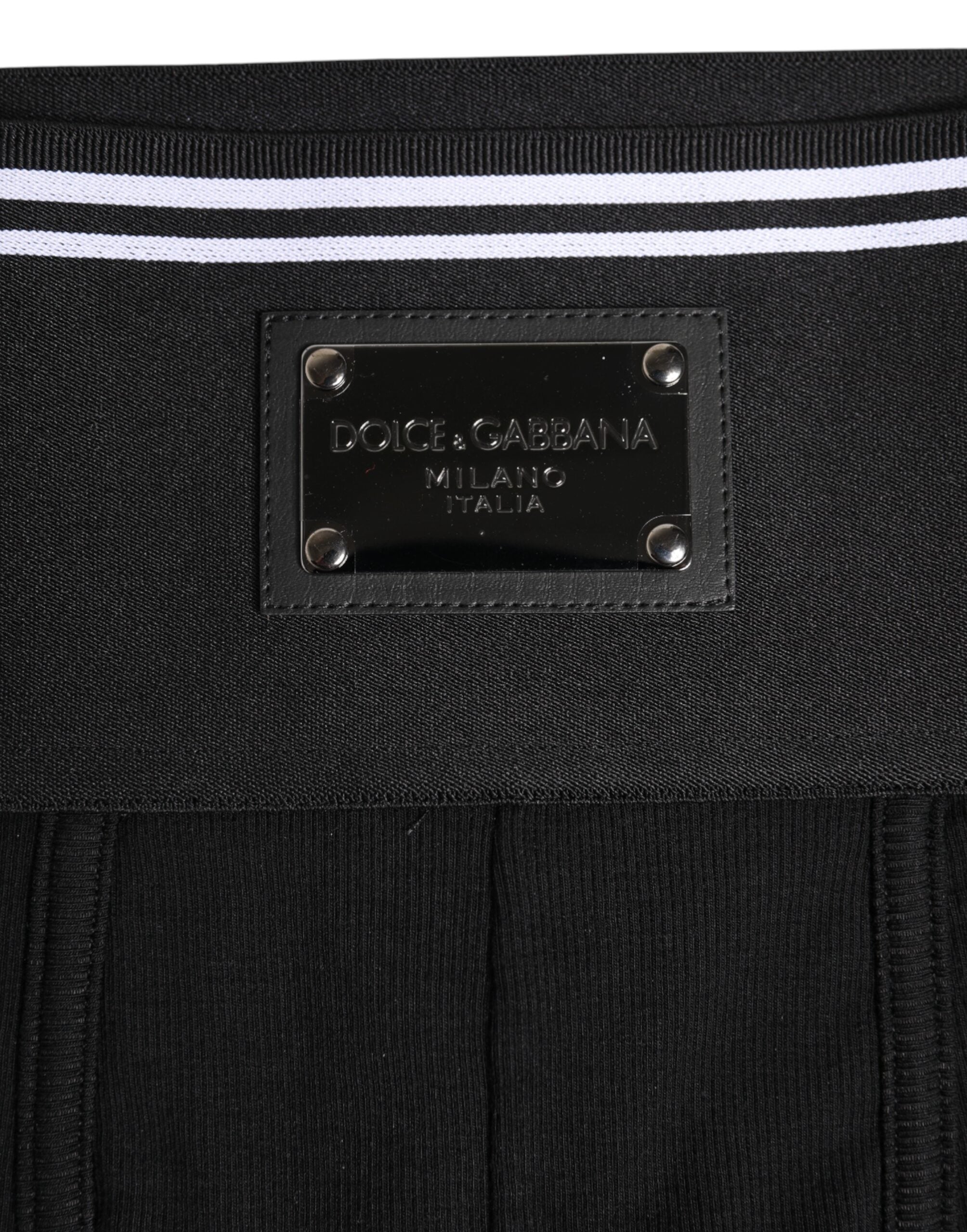 Dolce & Gabbana Black Cotton Logo Plaque Waist Boxer Underwear