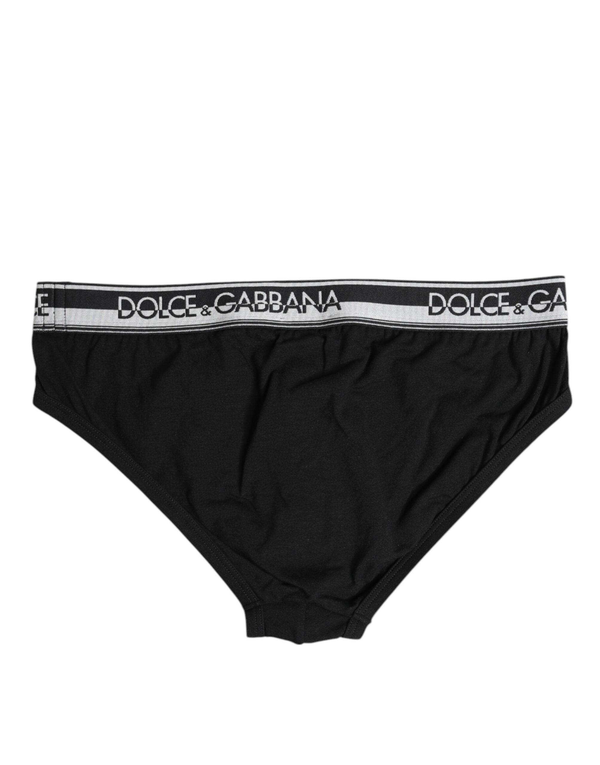 Dolce & Gabbana Black Cotton Stretch Regular Brief Underwear
