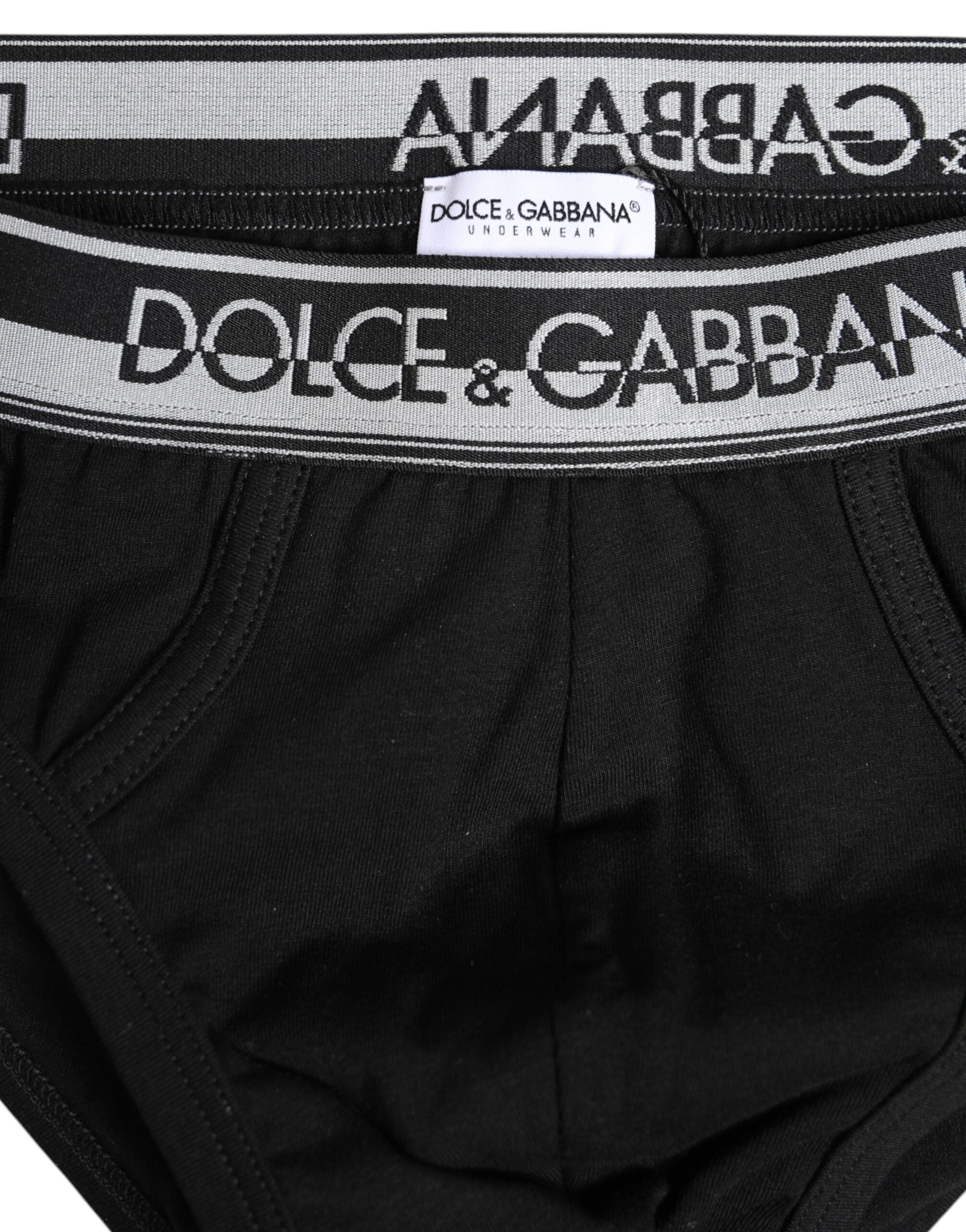 Dolce & Gabbana Black Cotton Stretch Regular Brief Underwear